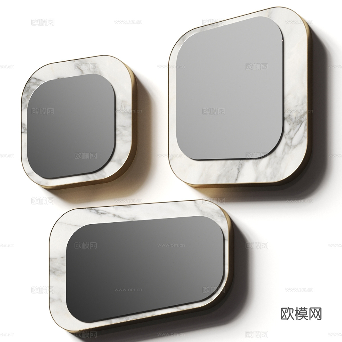 现代意式轻奢装饰镜子3d模型