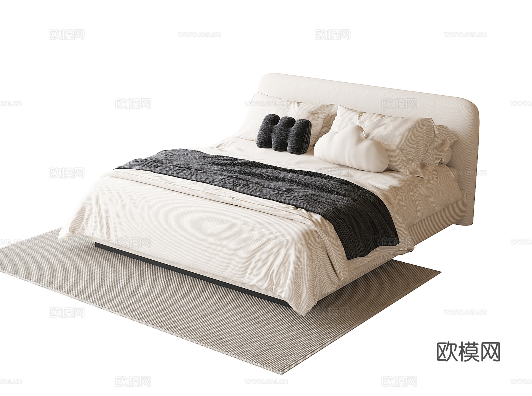 现代儿童床su模型下载（渲染图1）