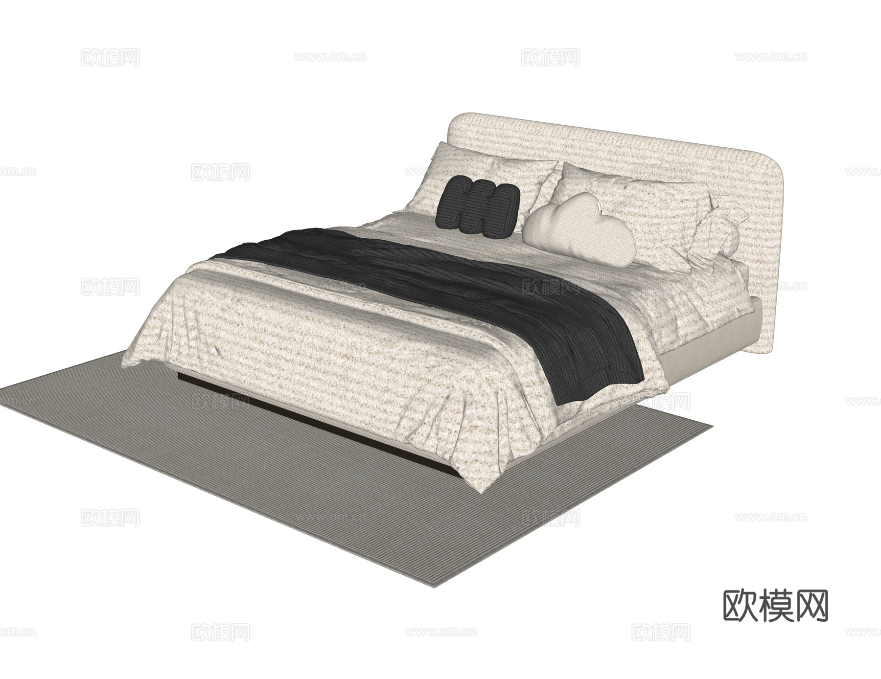 现代儿童床su模型下载（渲染图2）