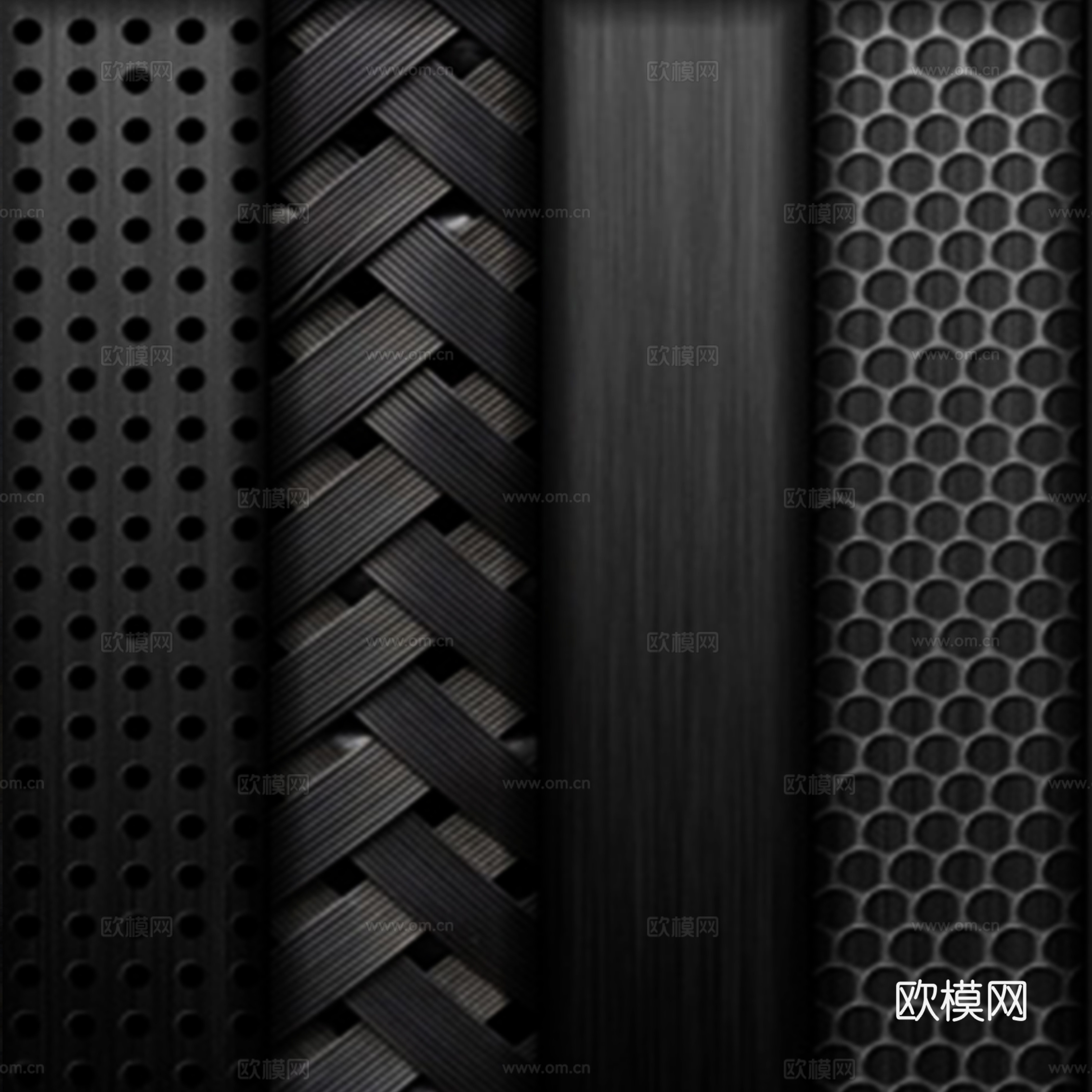 材料意向图 品质轻奢风格 黑色木纹 编织文 金属网