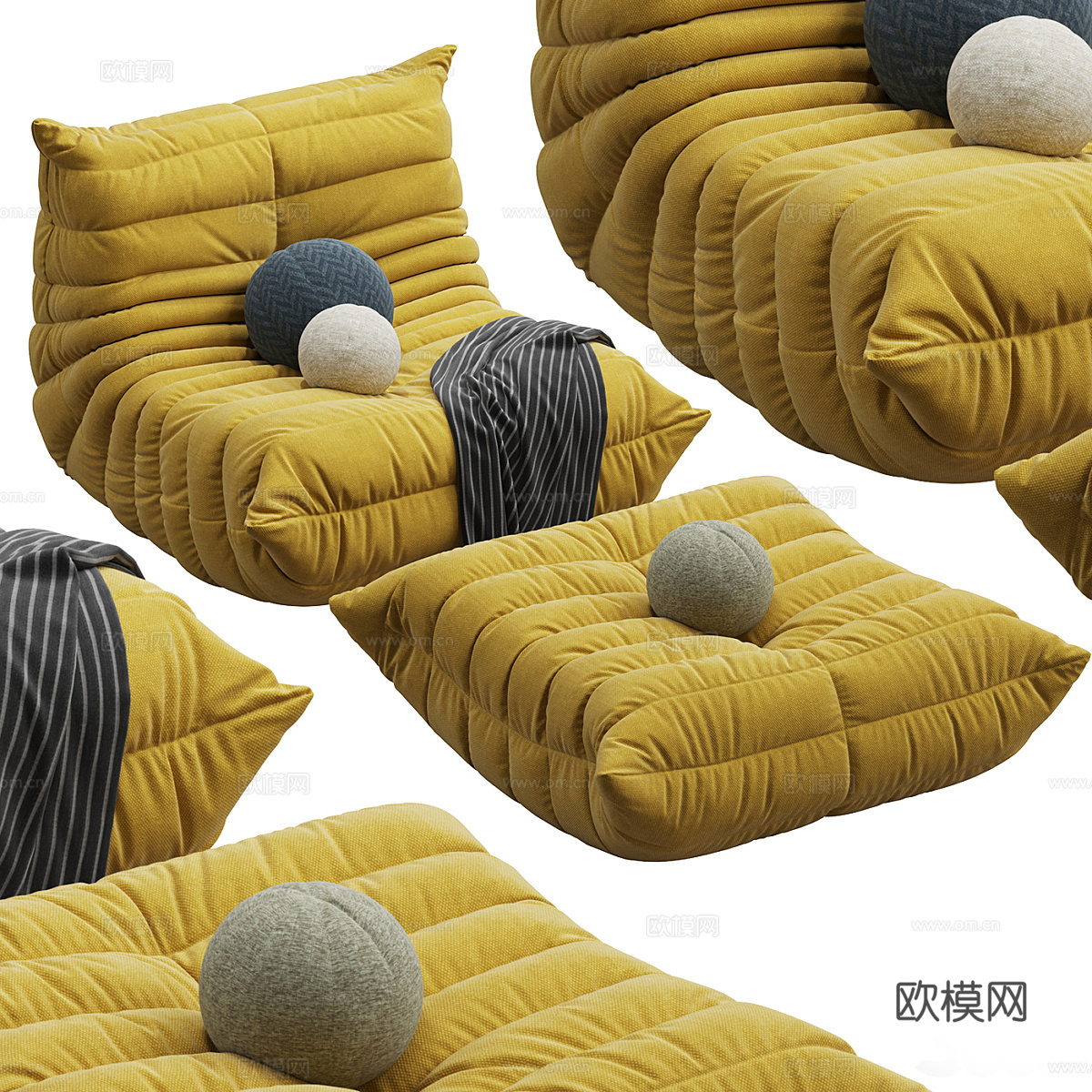 现代意式 Ligne Roset 休闲沙发3d模型