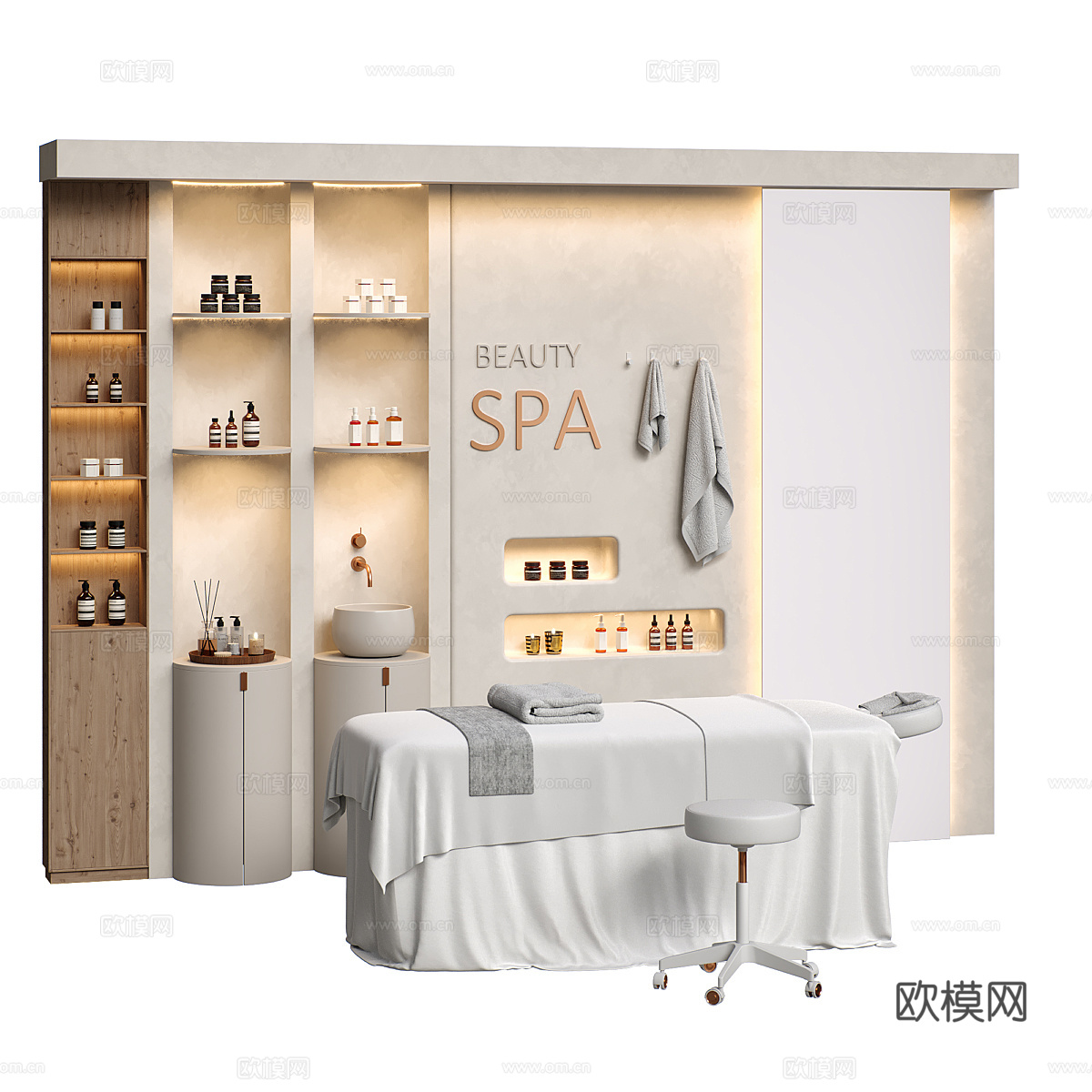 美容院 按摩店 spa 沙龙 美容仪器 按摩用品 按摩床 按3d模型
