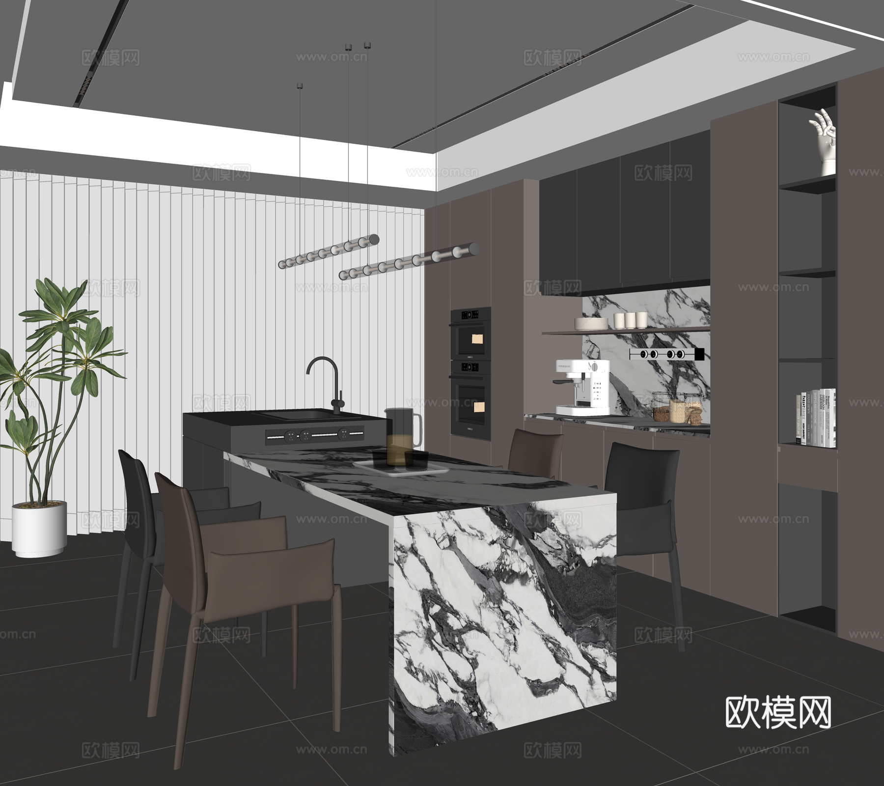 意式餐厅su模型