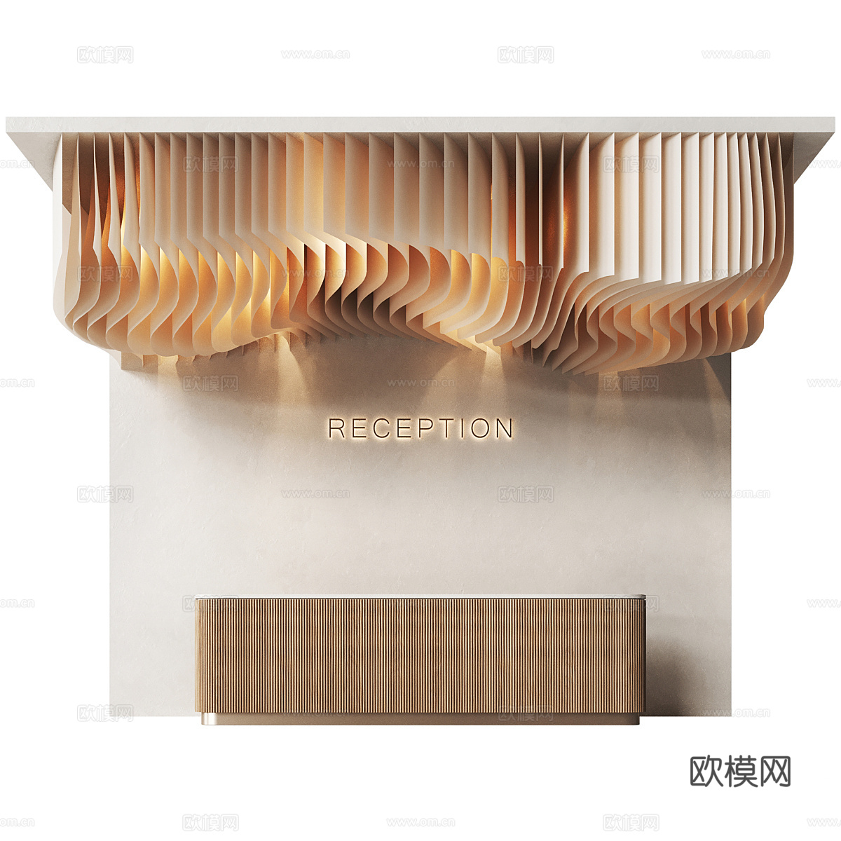 新中式接待台 前台 服务台3d模型