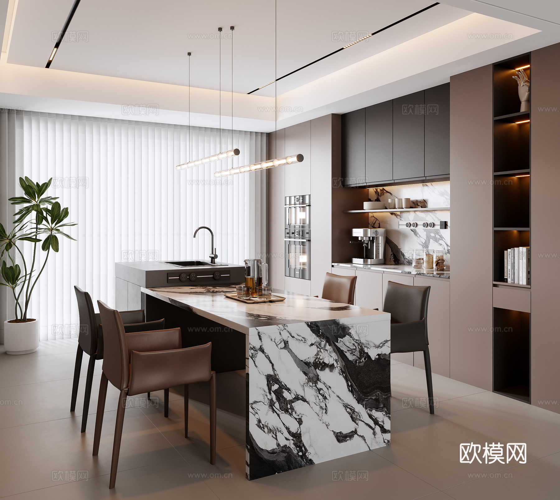意式餐厅su模型