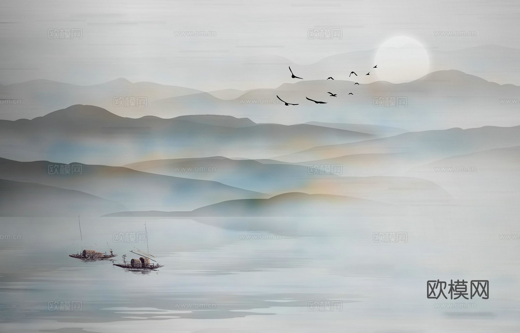 新中式山水画水墨装饰画