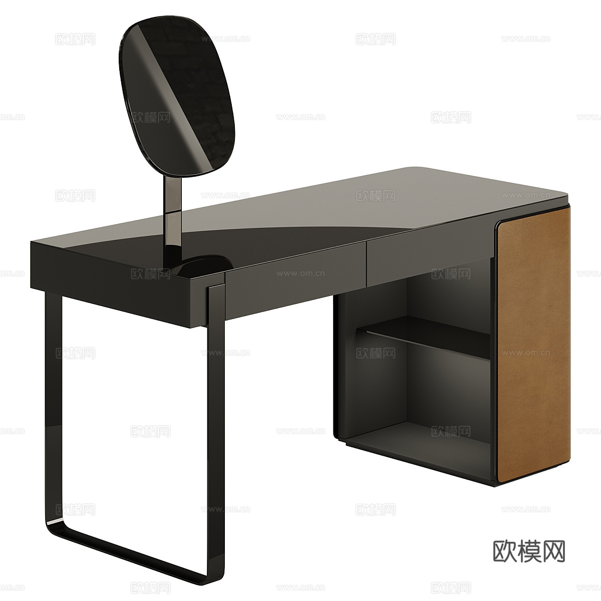 现代意式暗黑风轻奢梳妆台3d模型