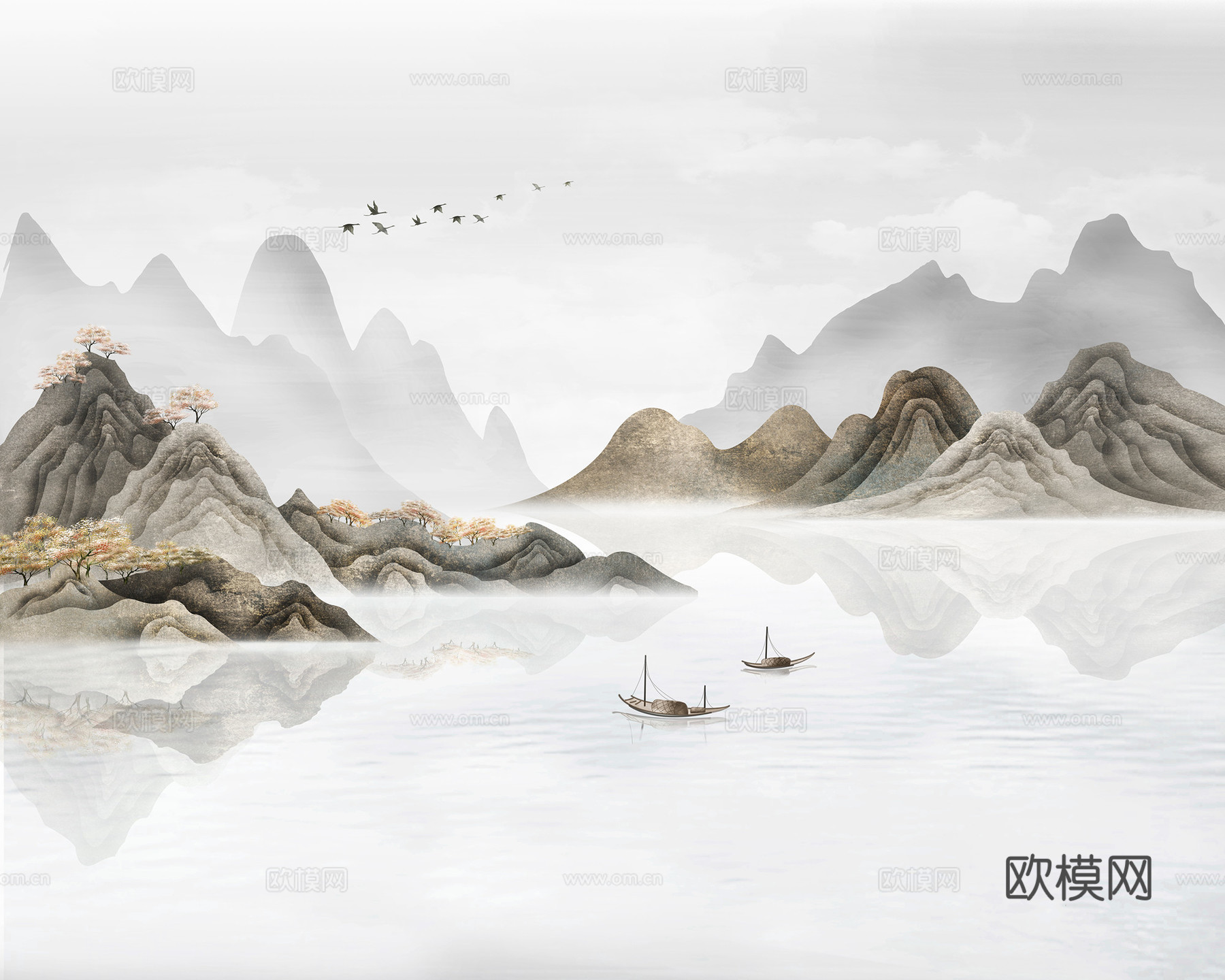 新中式山水画水墨装饰画