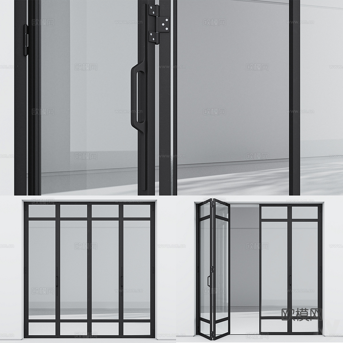 折叠门 玻璃门 商场玻璃门 阳台折叠门 厨房玻璃门3d模型