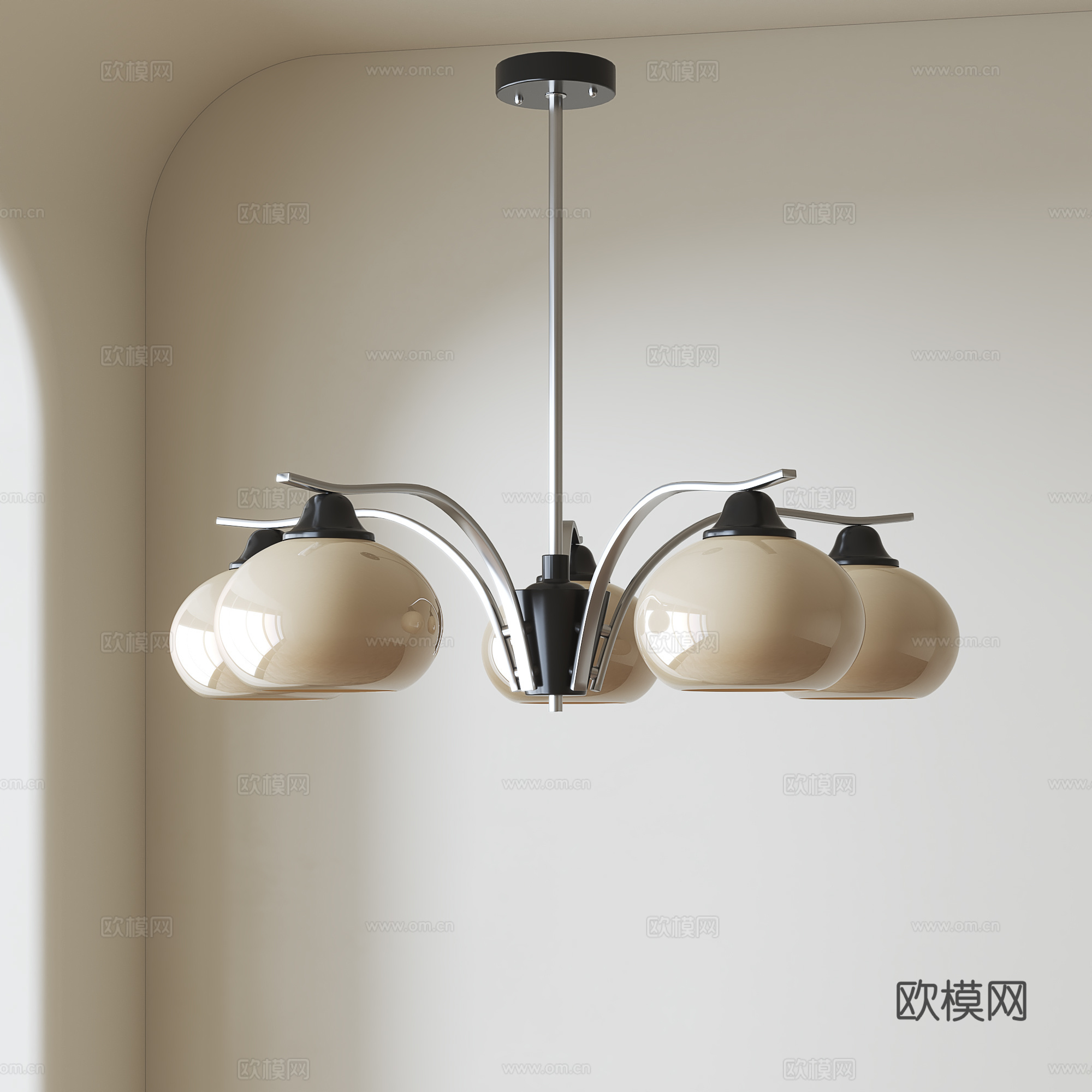 法式中古多头吊灯su模型