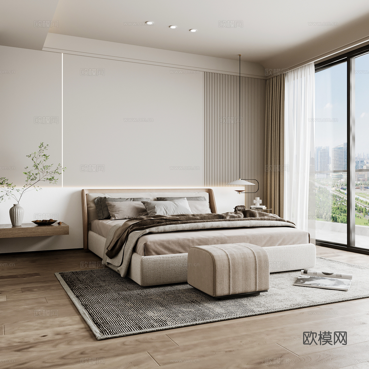 现代家居卧室 现代卧室 意式卧室 简约卧室 意式床3d模型