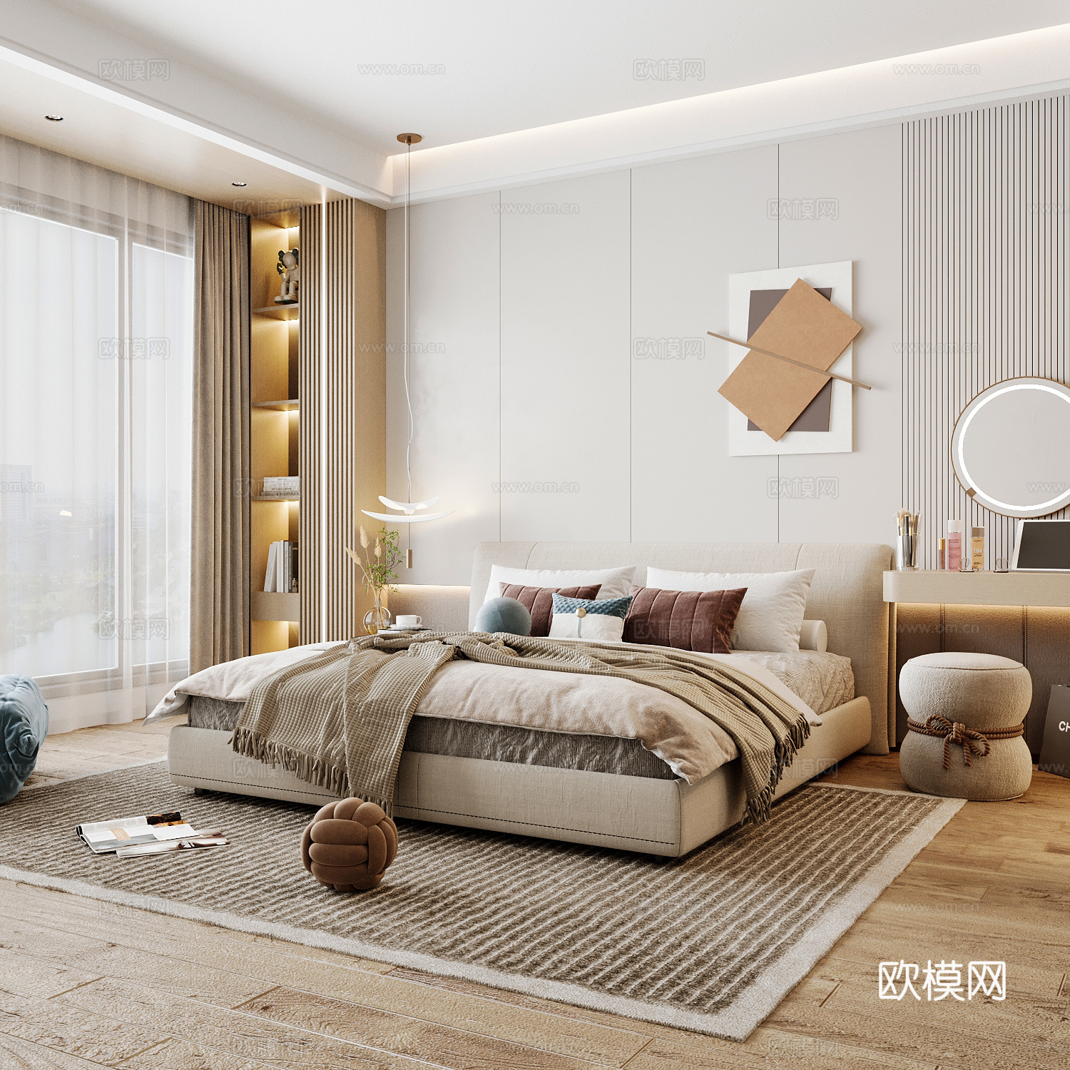 现代家居卧室 现代卧室 意式卧室 简约卧室 意式床3d模型