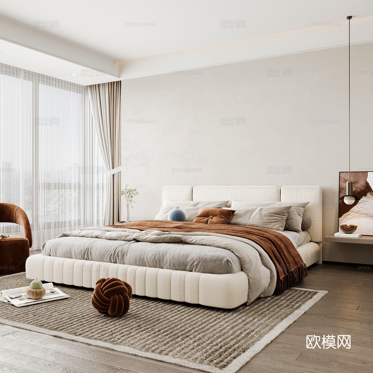 现代家居卧室 现代卧室 意式卧室 简约卧室 意式床3d模型