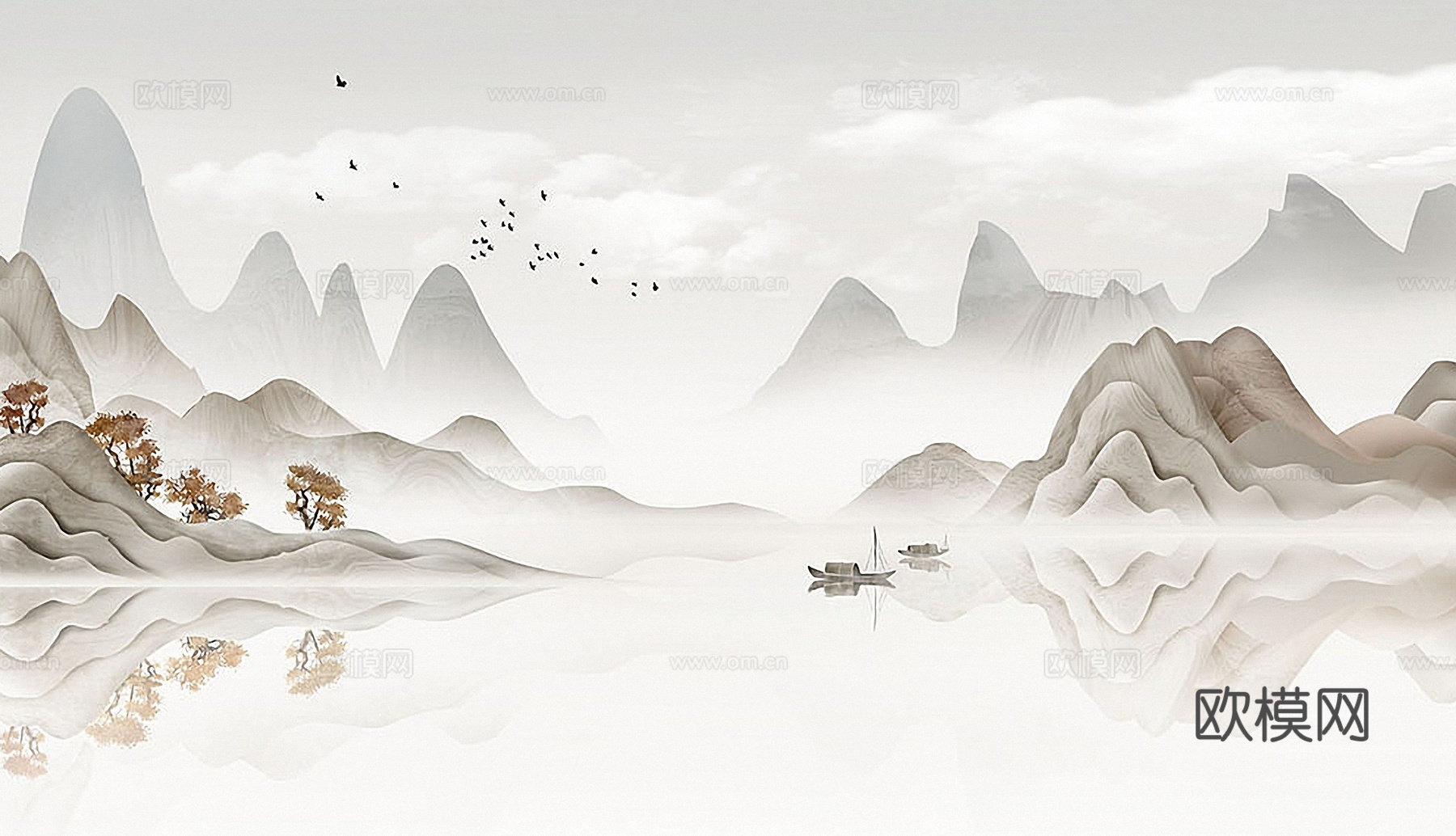 新中式山水画水墨装饰画