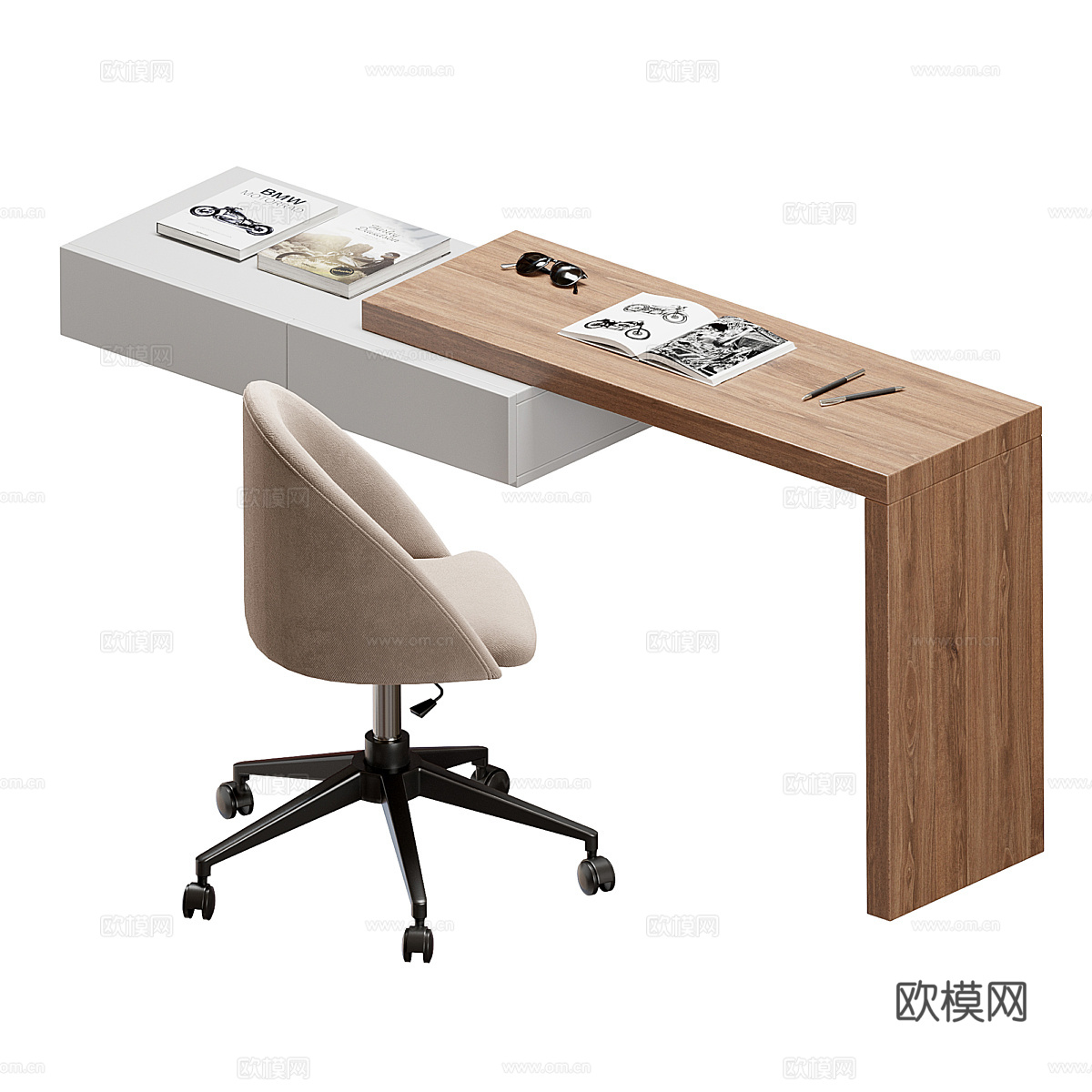 中古书桌椅 学习桌椅 办公桌椅 实木书桌 学习用品 办公用品3d模型