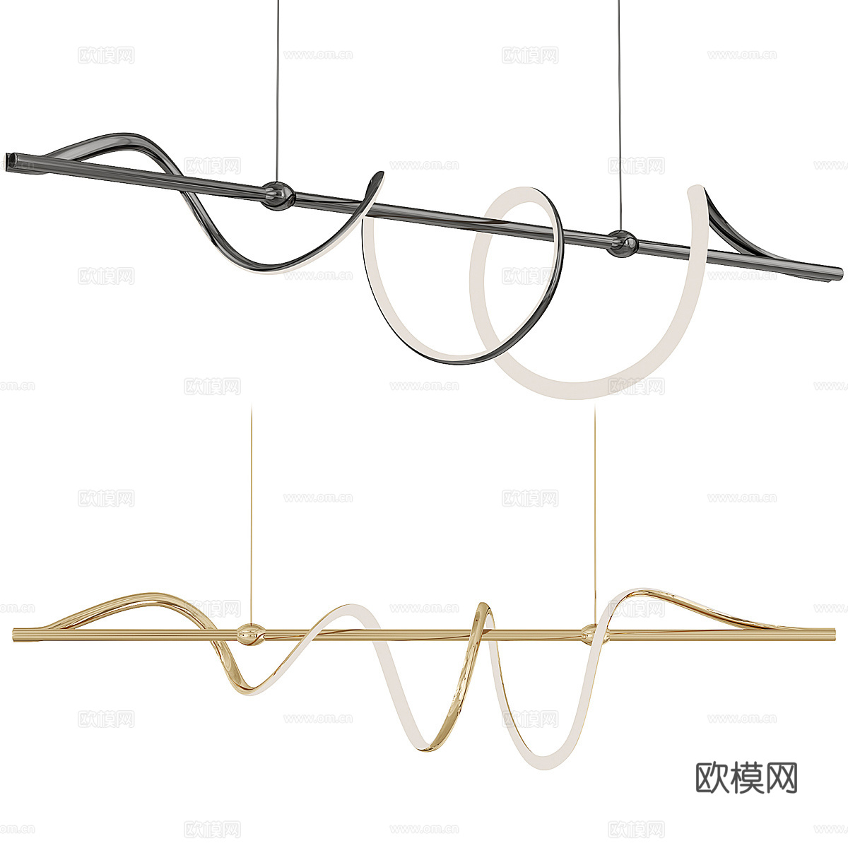 现代轻奢线性装饰吊灯3d模型