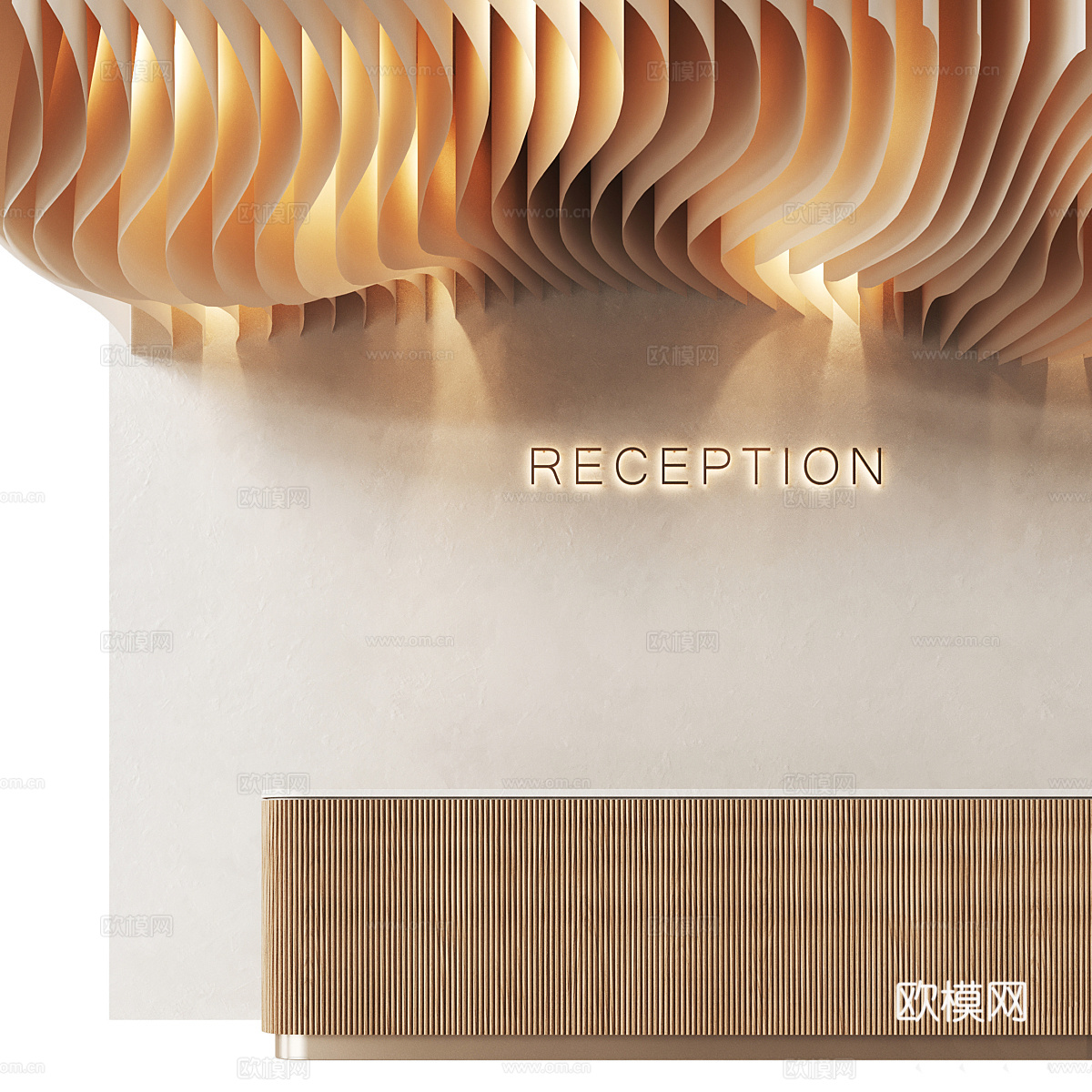 新中式接待台 前台 服务台3d模型