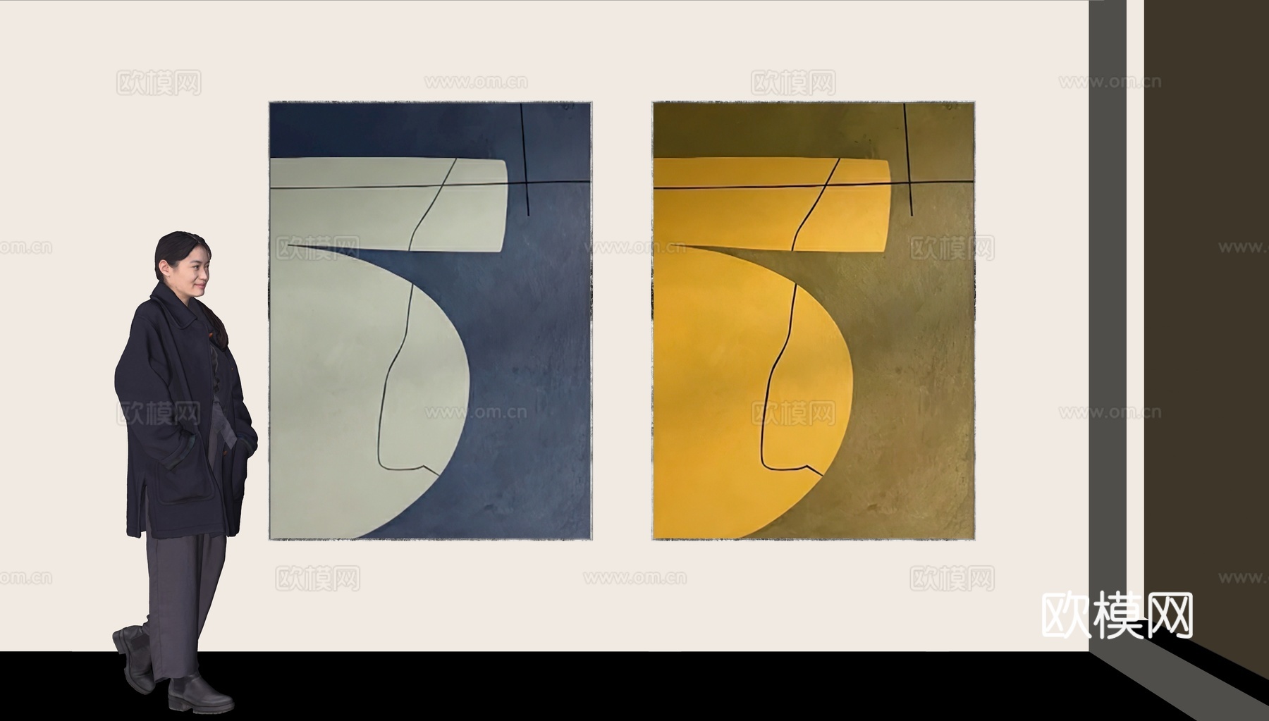 现代简约装饰画su模型