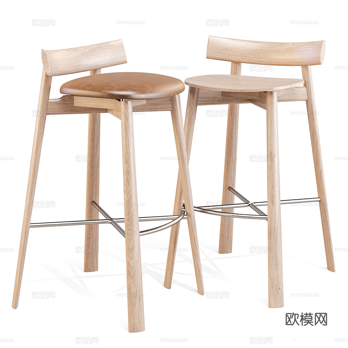 新中式 Remo 吧台凳3d模型下载（渲染图2）