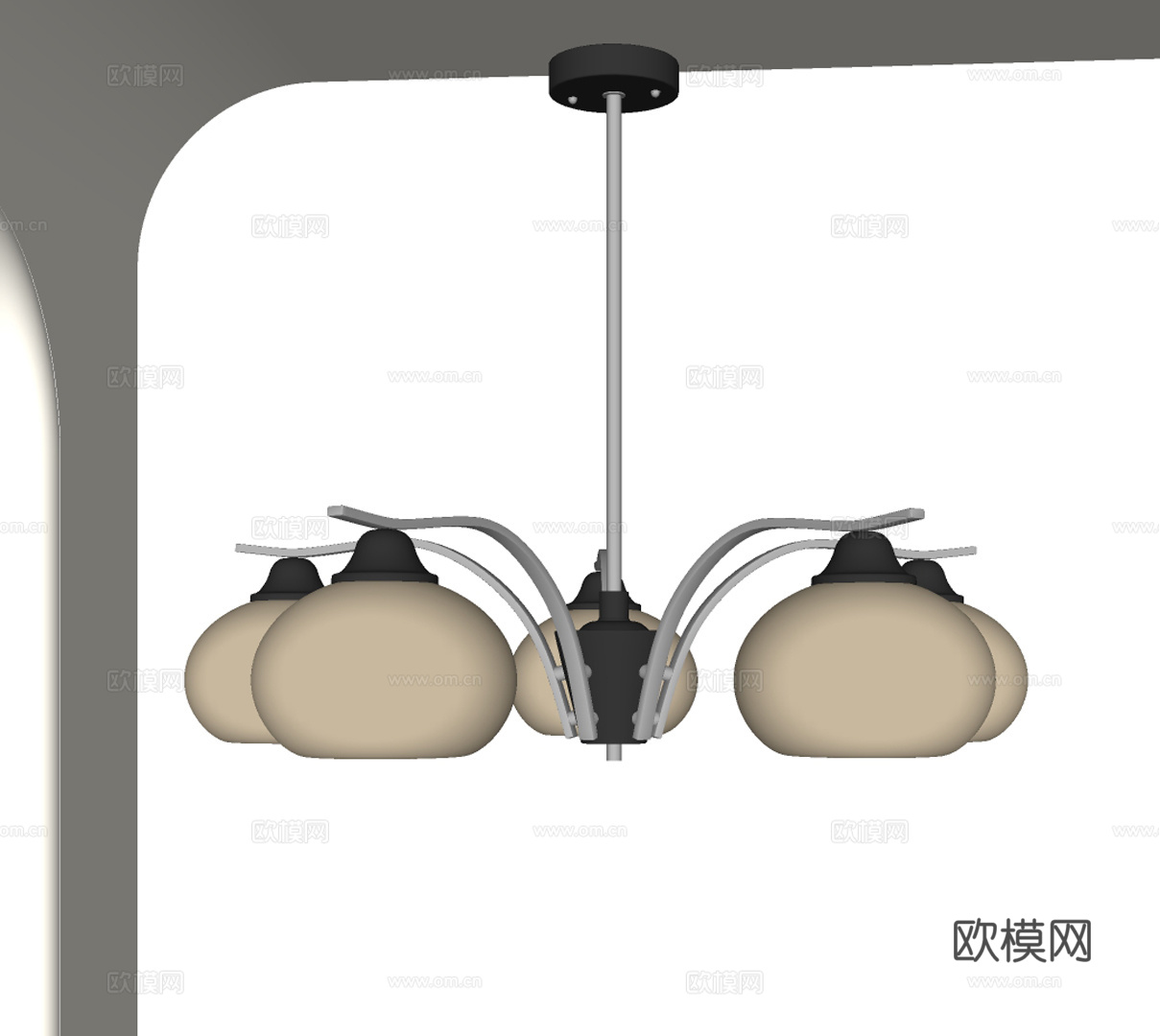 法式中古多头吊灯su模型