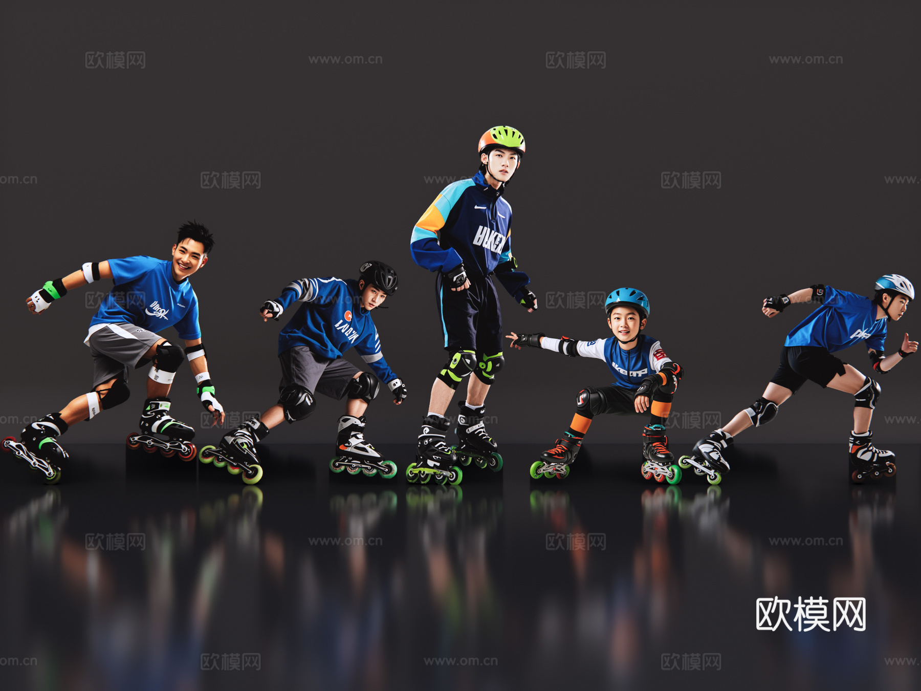 2D现代运动人 轮滑人物 轮滑运动 轮滑帅哥 运动人物su模型