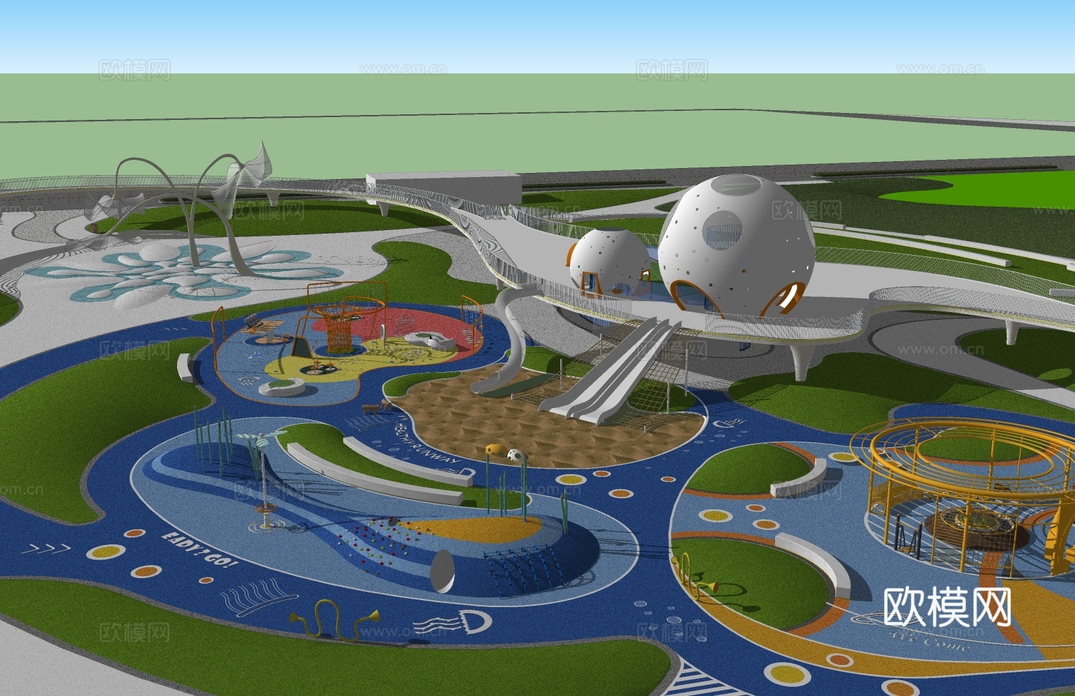 现代公园景观免费su模型