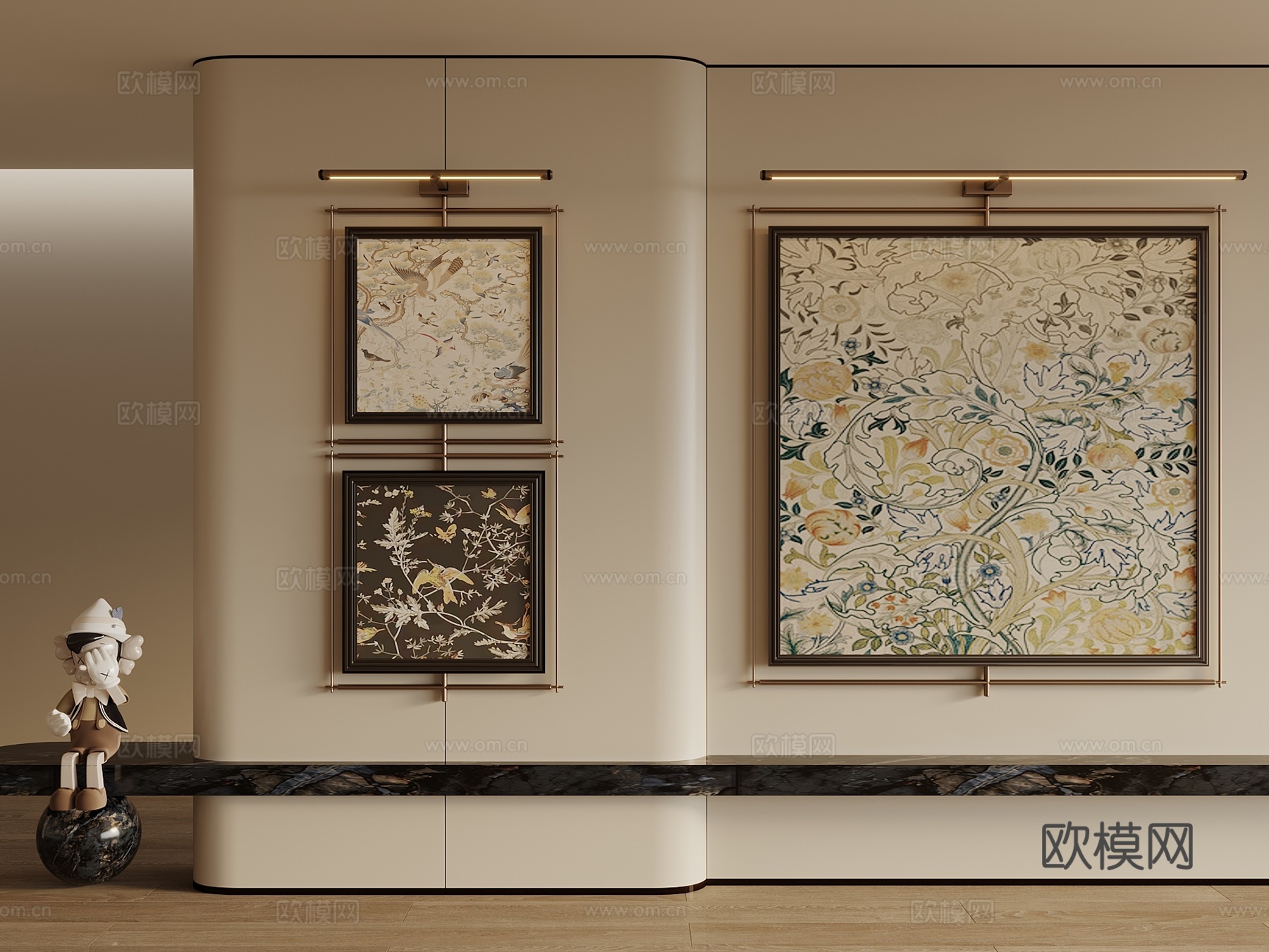 法式中古挂画 装饰画 挂画 画框 客厅挂画su模型
