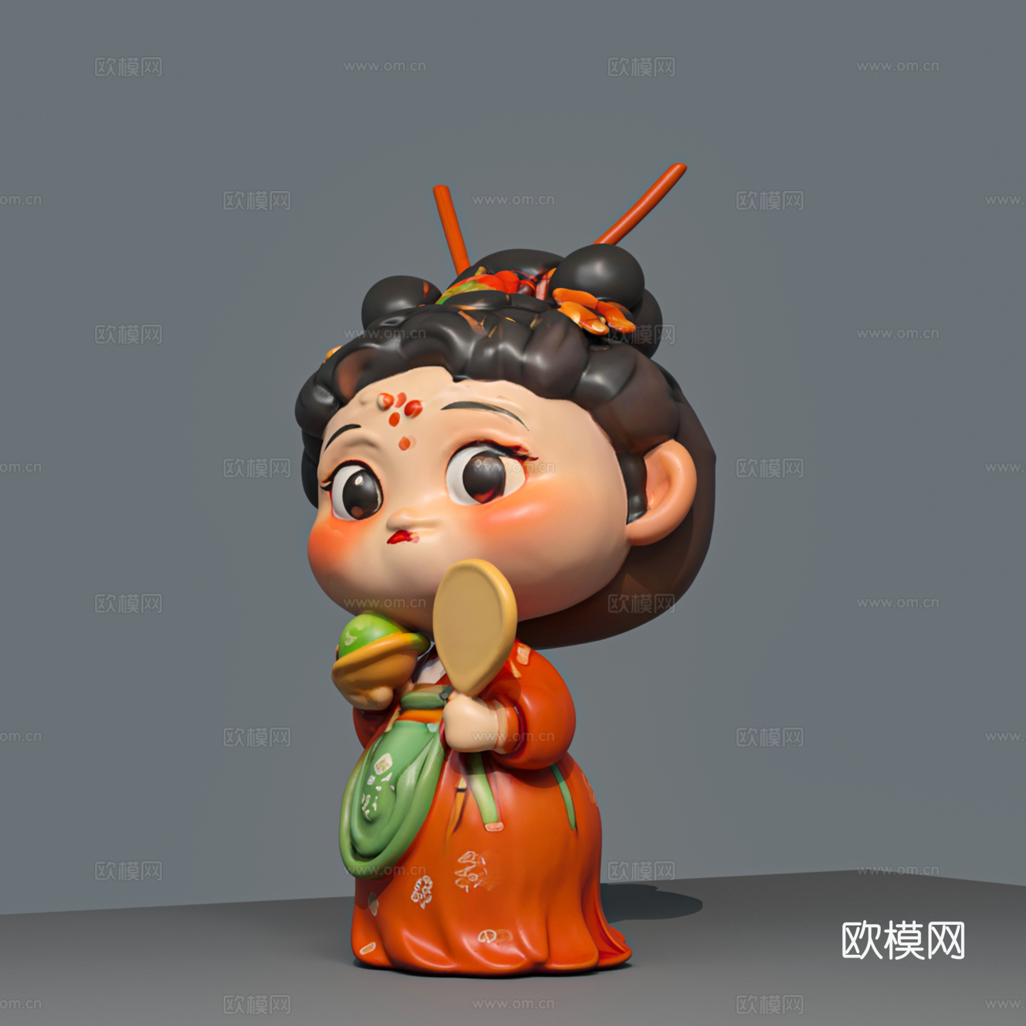 唐朝仕女 古代美女  美女 陶瓷娃娃 摆件 雕塑 手办 装置3d模型