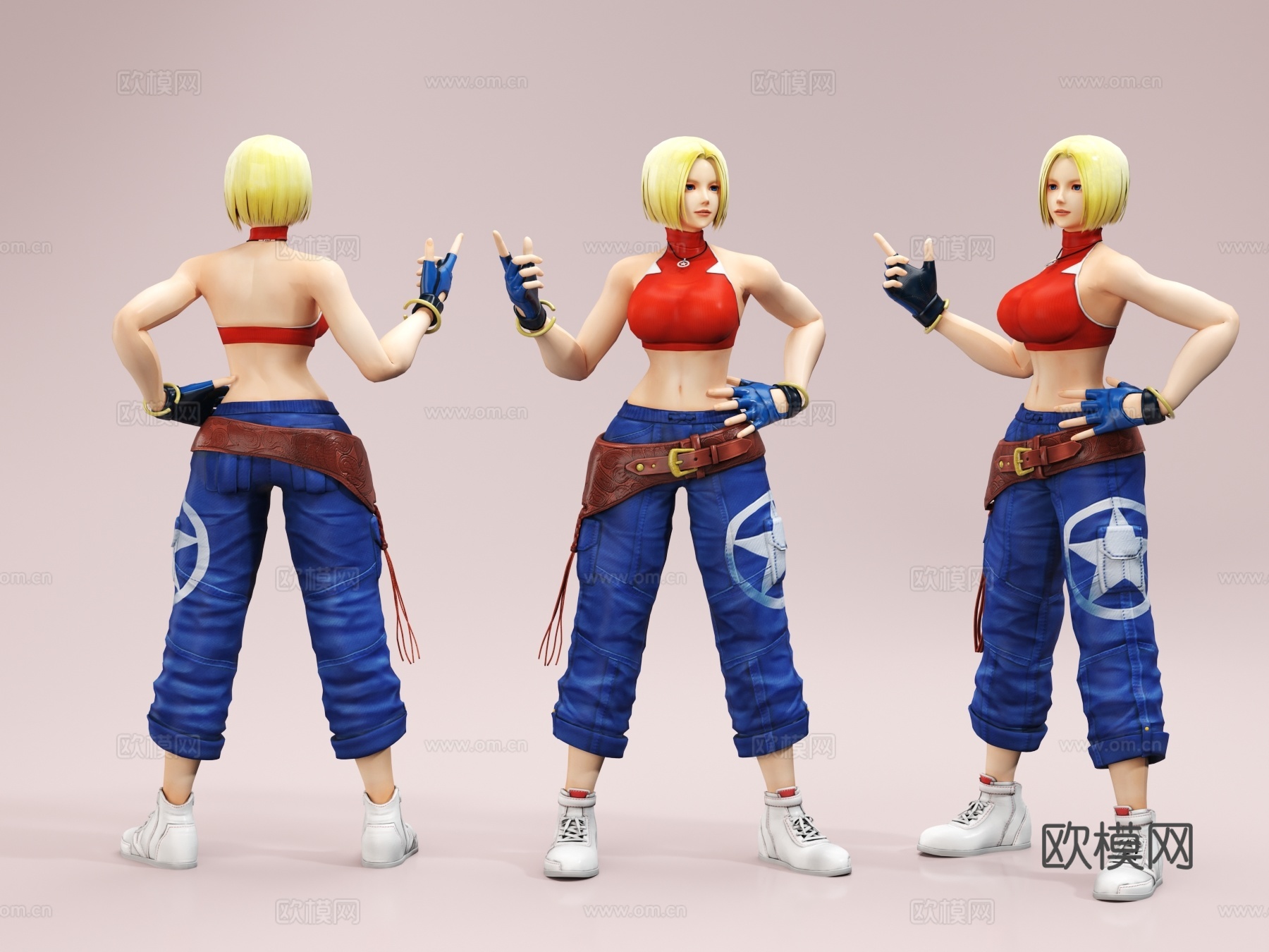 现代游戏人物 拳皇 KOF 玛丽 mary 格斗家 短发性感3d模型