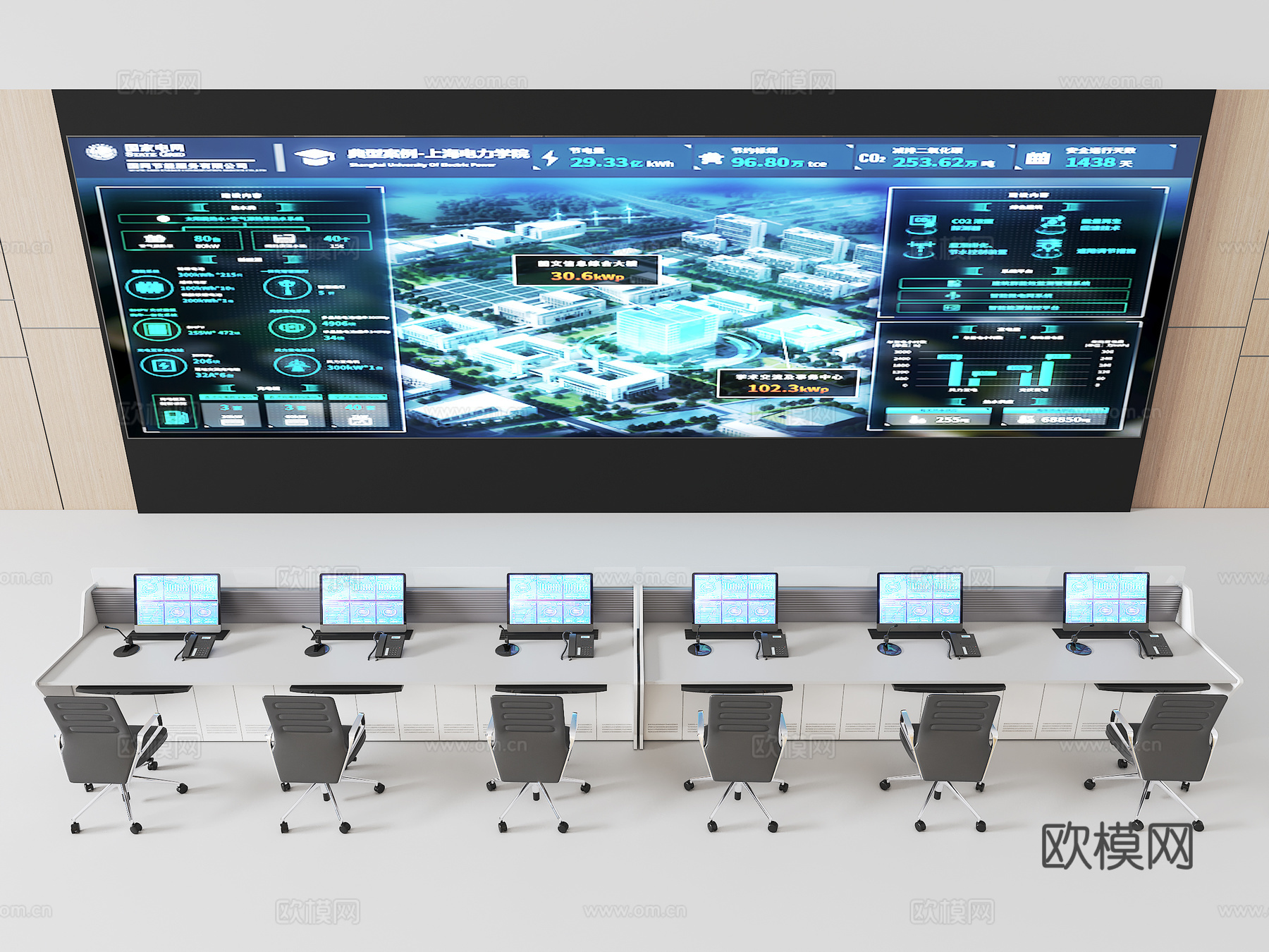 数据指挥中心su模型下载（渲染图1）