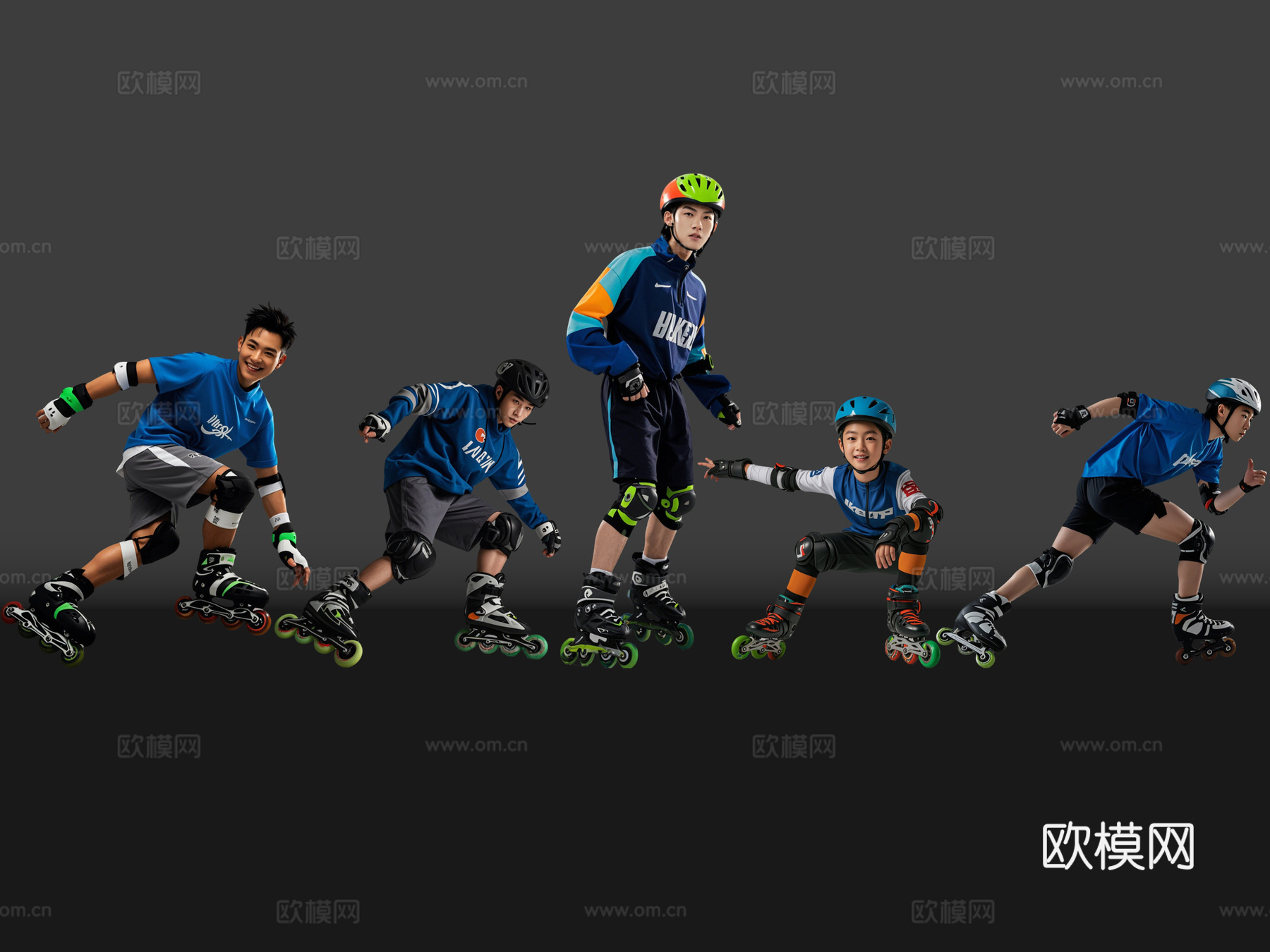 2D现代运动人 轮滑人物 轮滑运动 轮滑帅哥 运动人物su模型