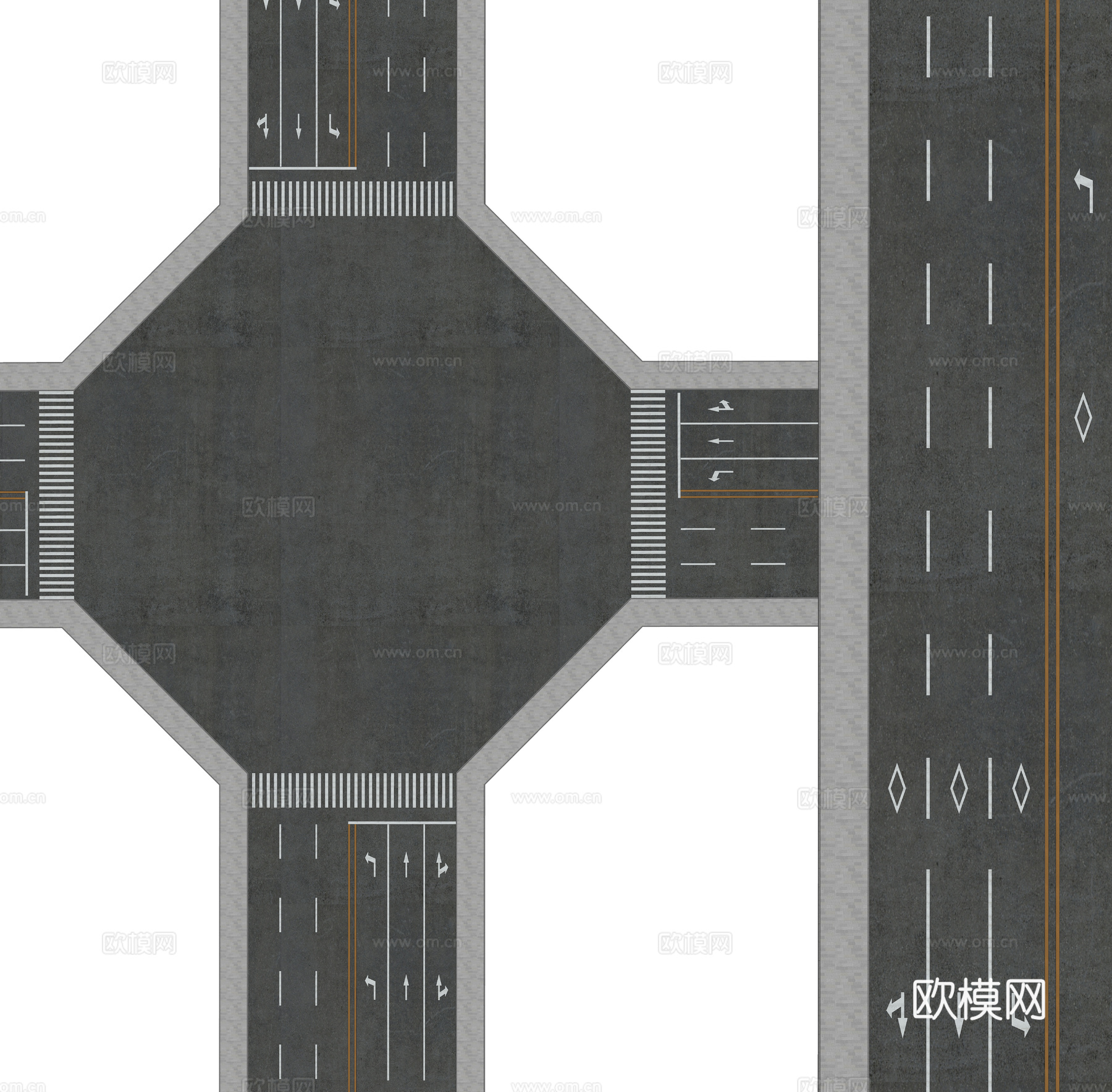 现代市政道路su模型下载（渲染图1）