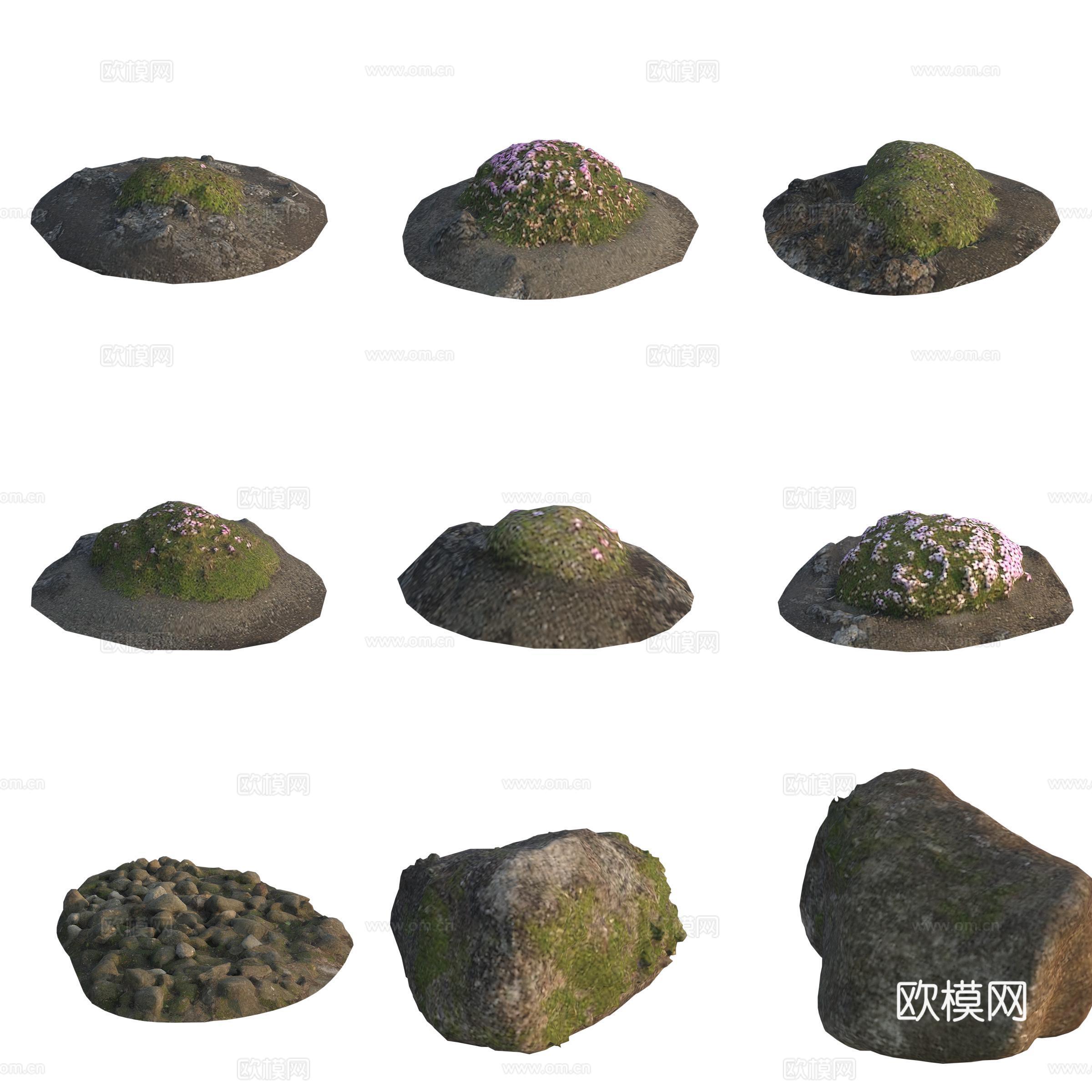 青苔石头巨石岩石3d模型