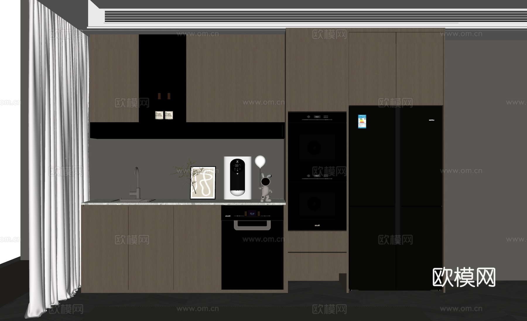 现代意式酒柜 餐边柜su模型
