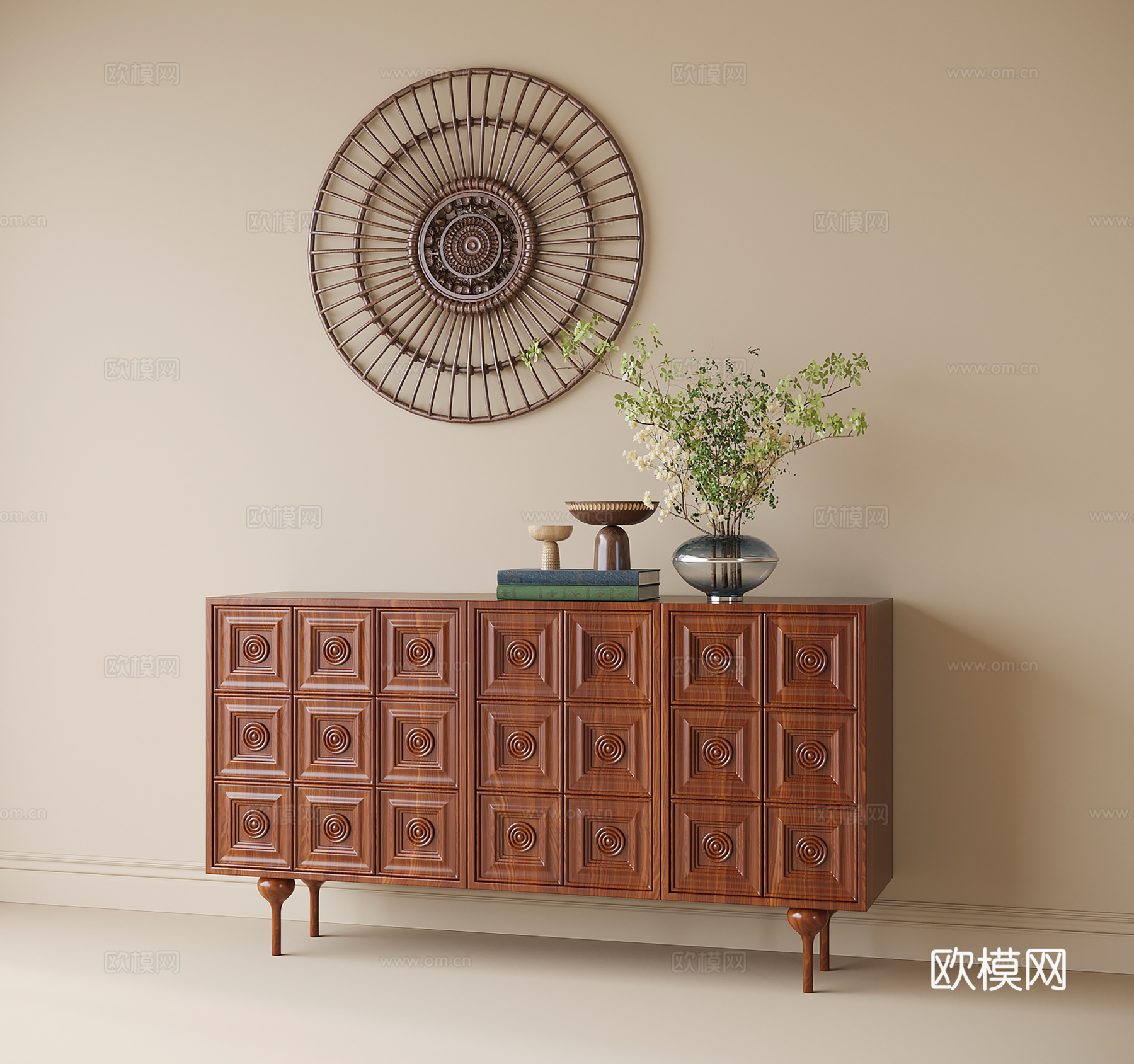 现代玄关柜 装饰柜 边柜 墙饰su模型