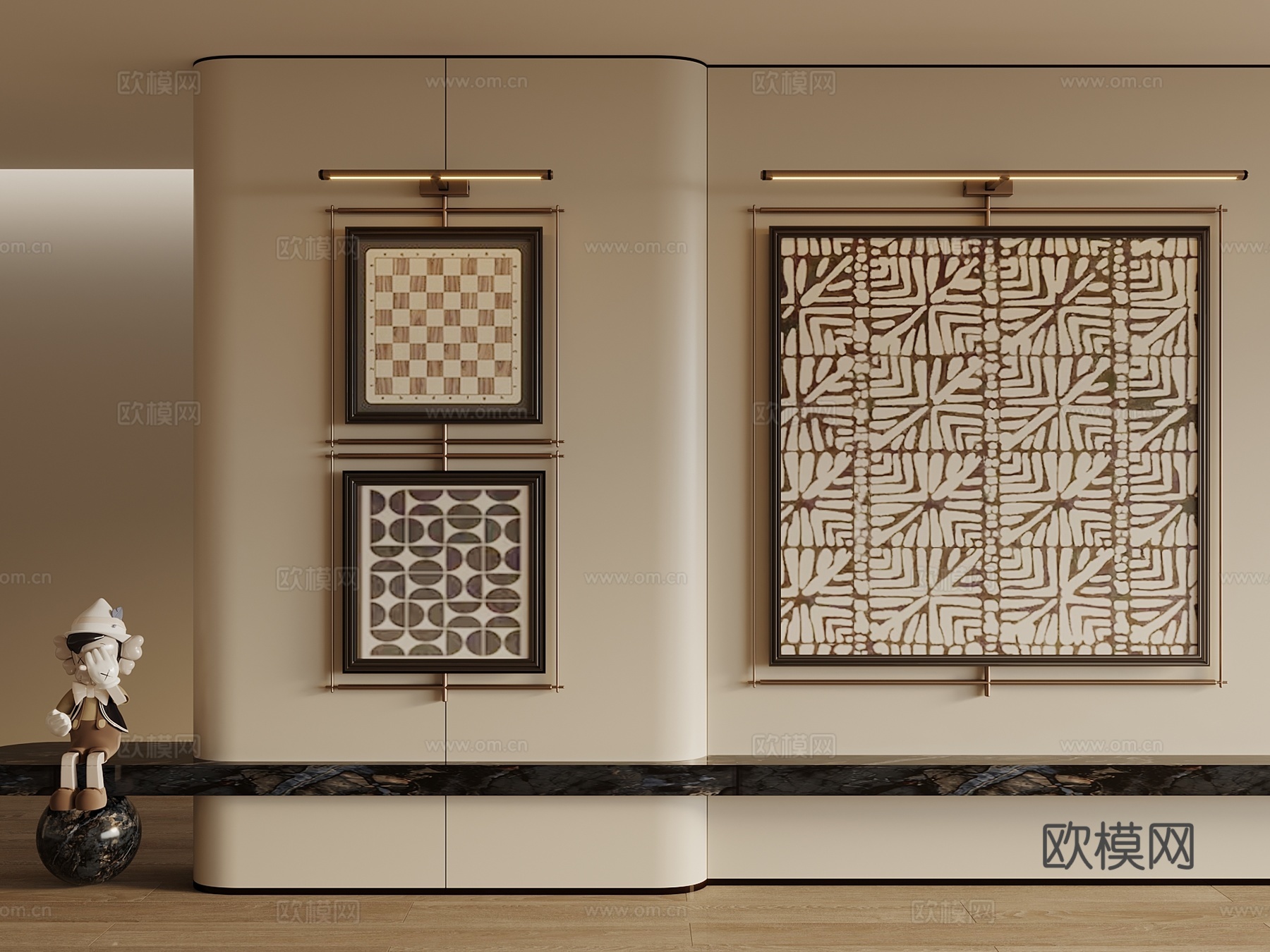 法式中古挂画 装饰画 挂画 画框 客厅挂画su模型