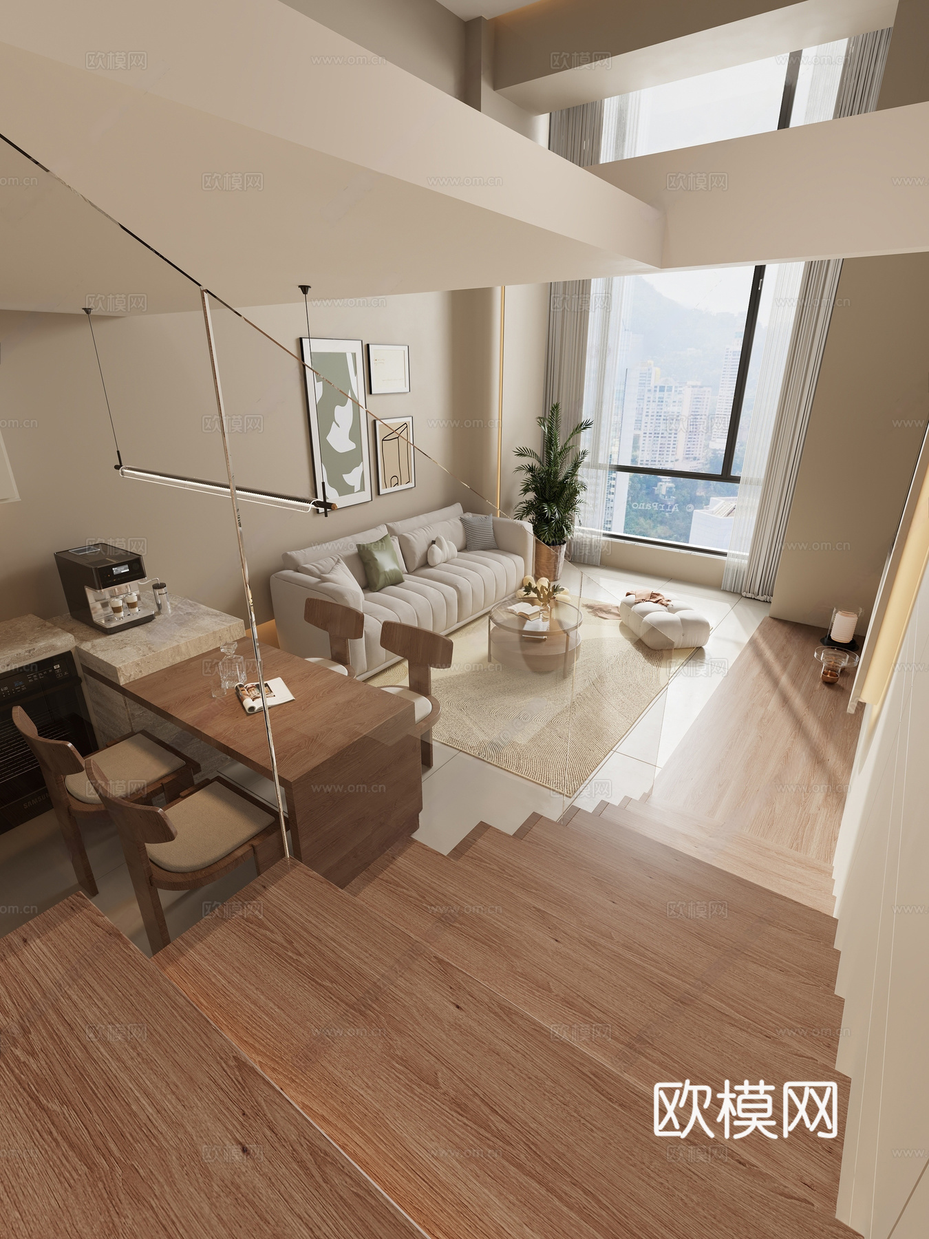 法式客餐厅 沙发茶几组合 毛绒沙发 电视柜 懒人沙发 饰品摆3d模型