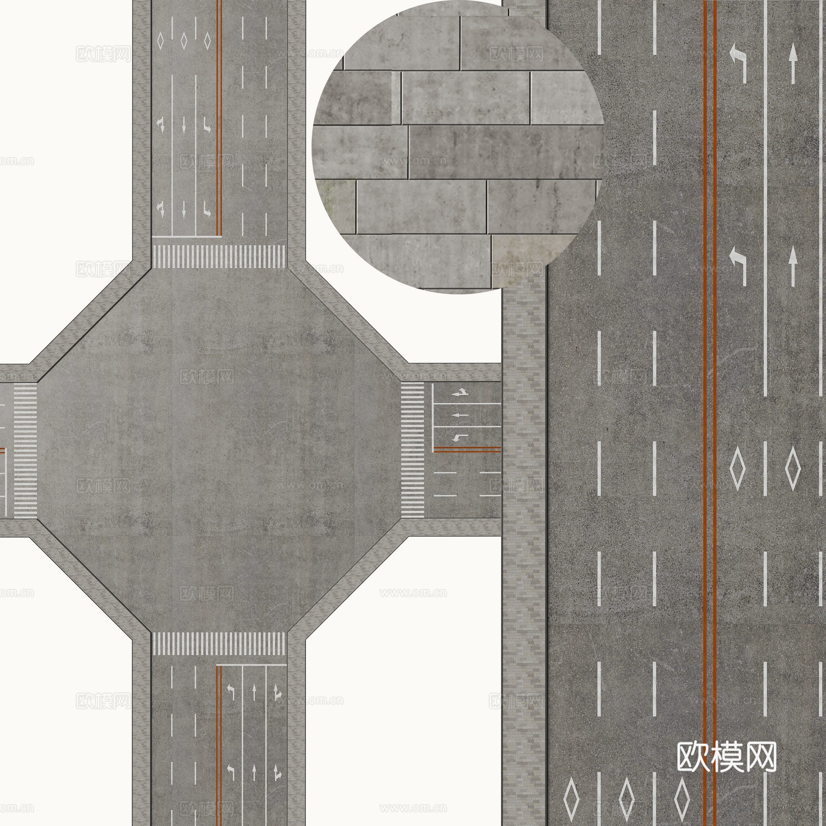 现代市政道路su模型下载（渲染图2）