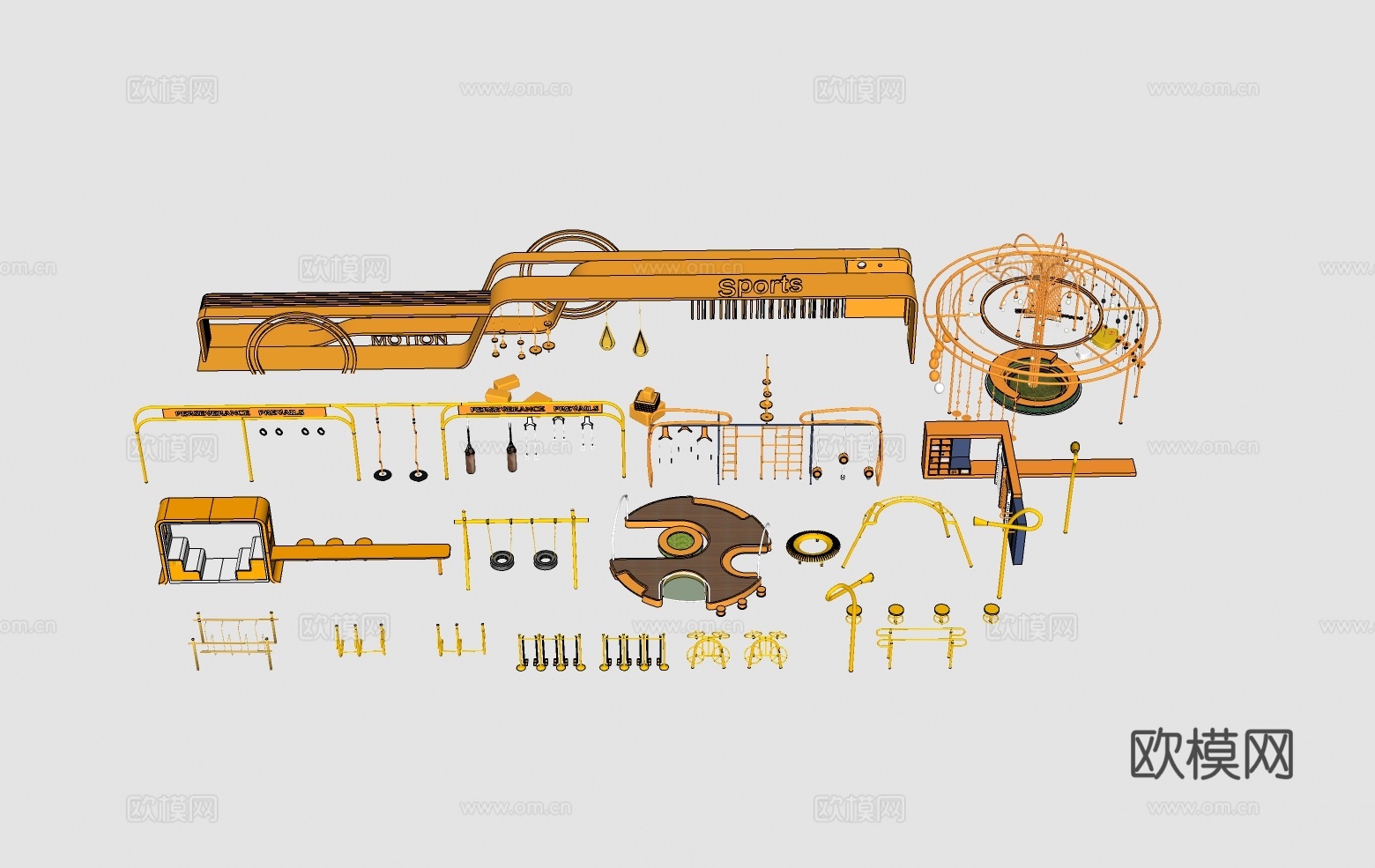 现代儿童游乐设施su模型