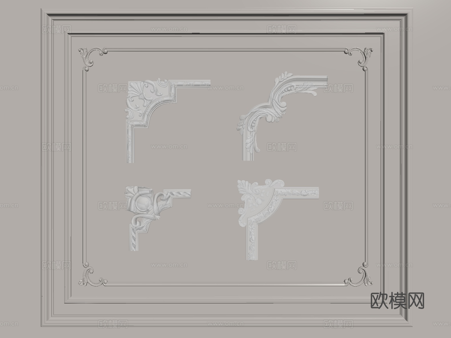 简欧雕花 石膏线 石膏构件su模型下载（渲染图2）