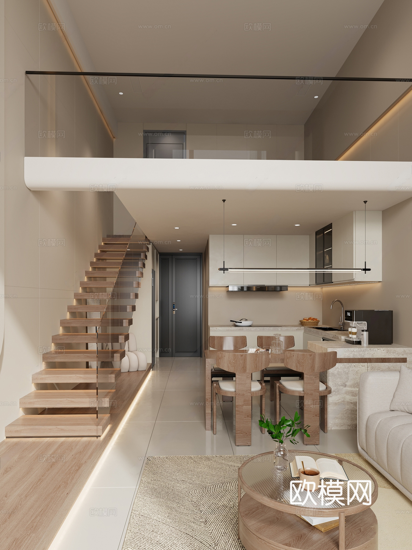 法式客餐厅 沙发茶几组合 毛绒沙发 电视柜 懒人沙发 饰品摆3d模型