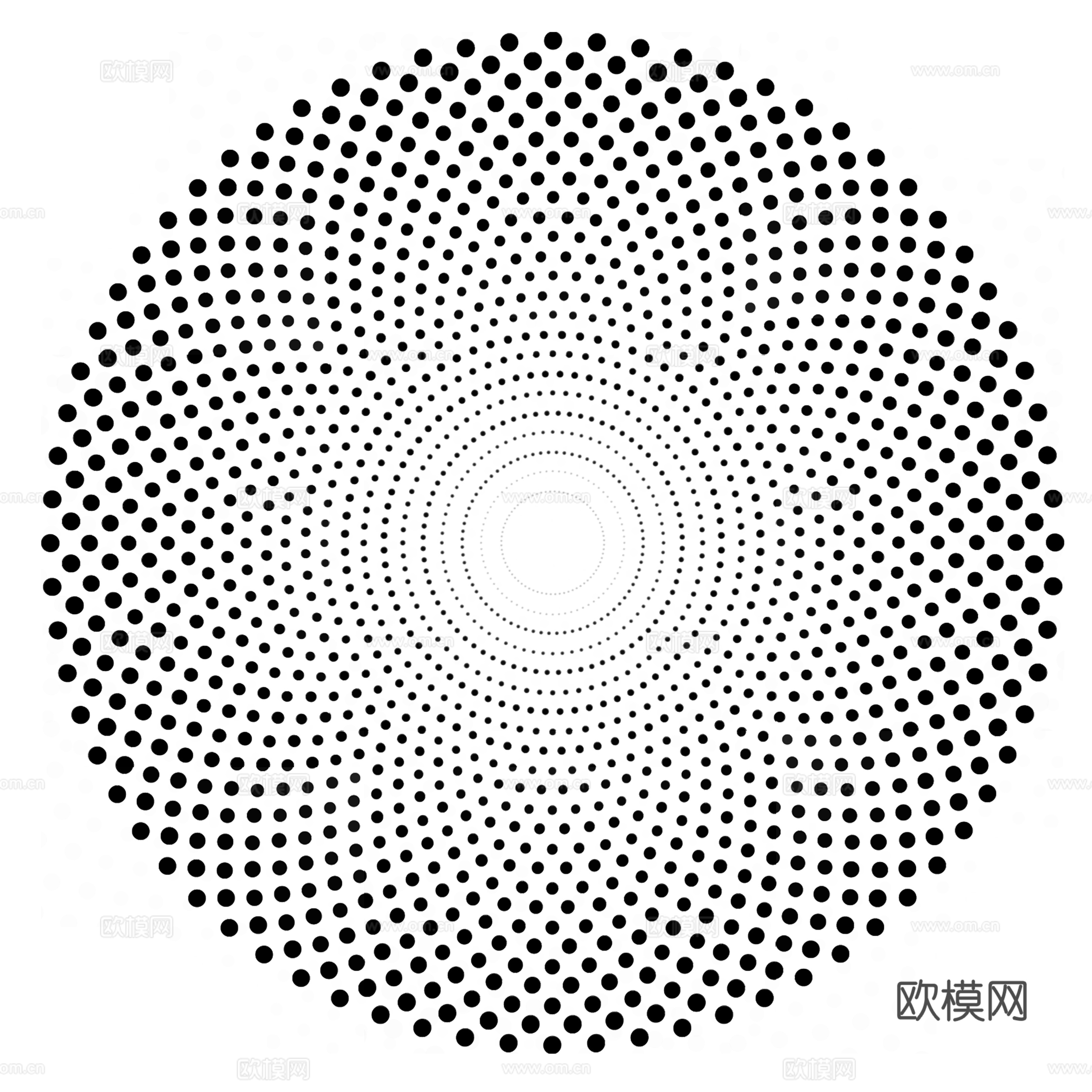 黑白圆形渐变旋转圆点冲孔