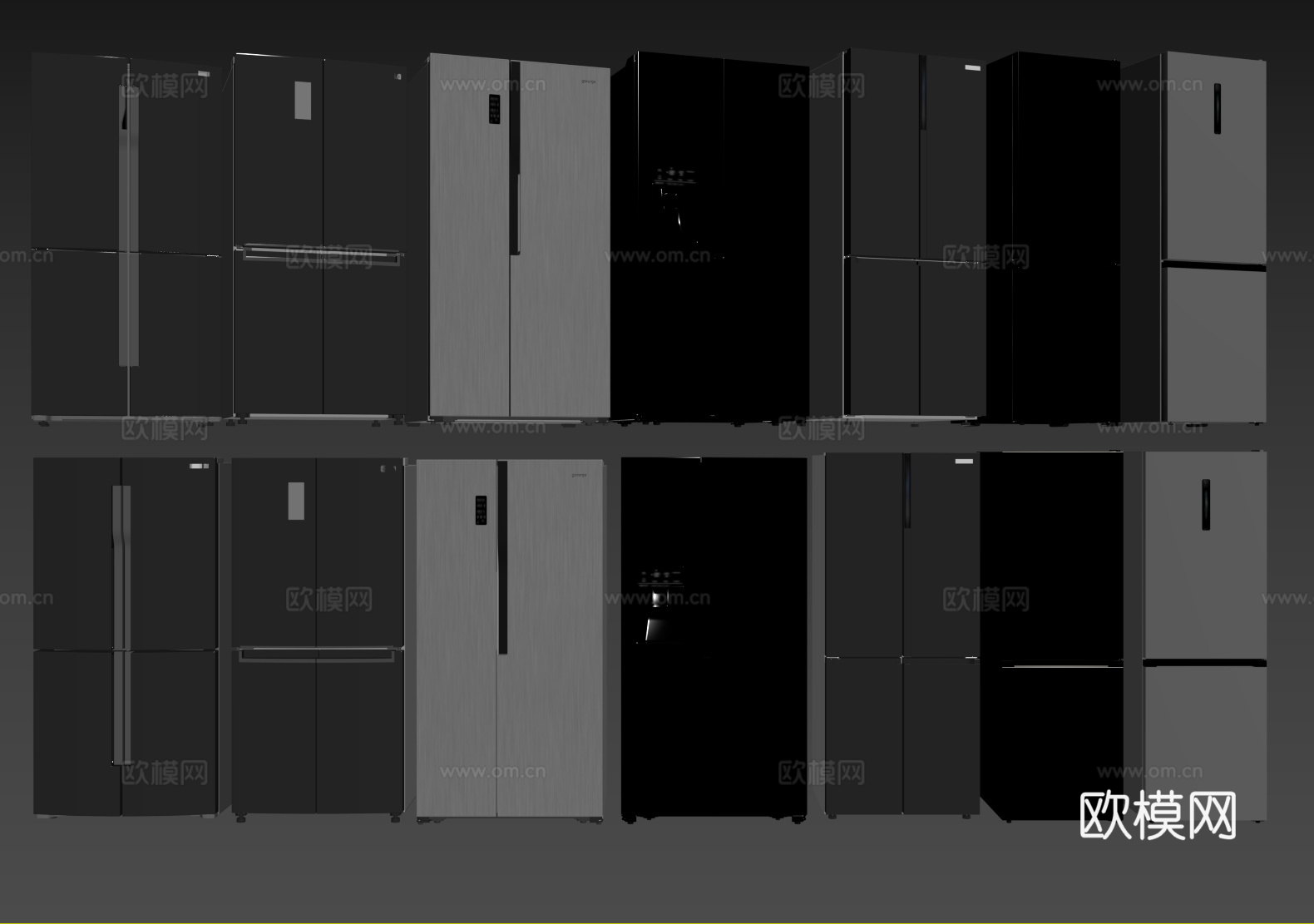 现代冰箱冰柜su模型