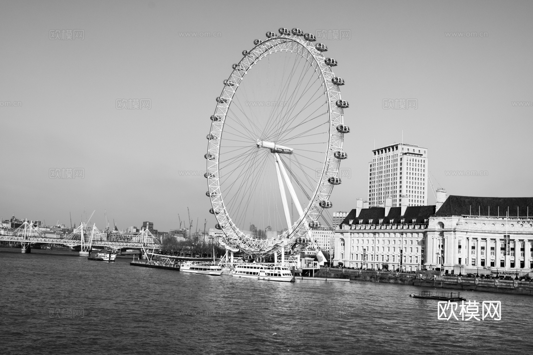 黑白复古风景画