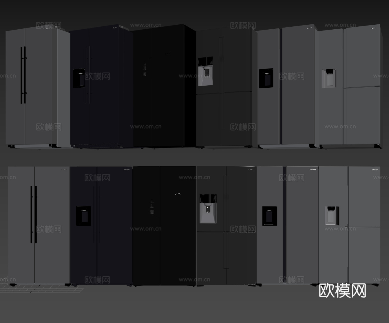 现代冰箱冰柜su模型