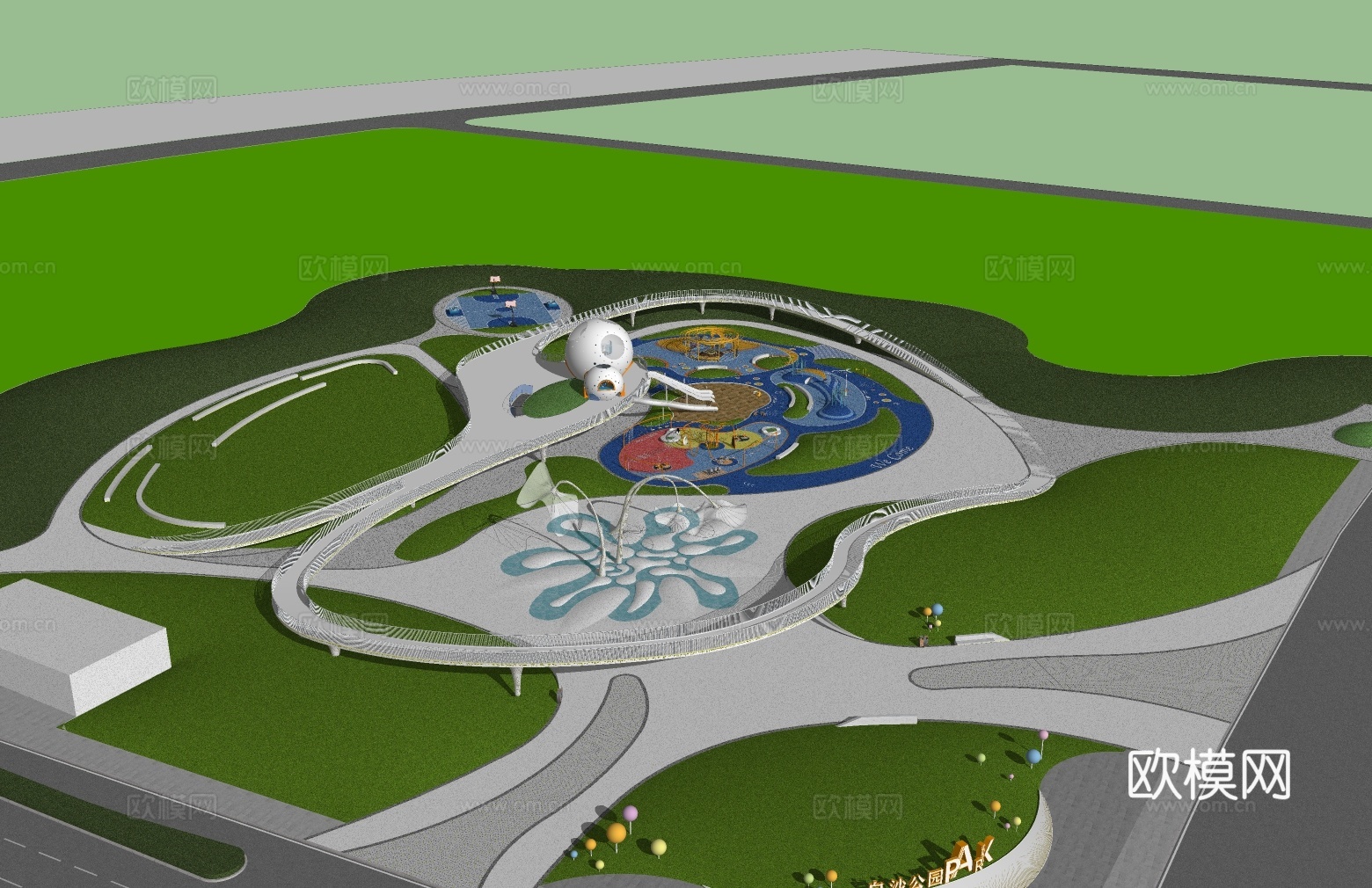 现代公园景观免费su模型