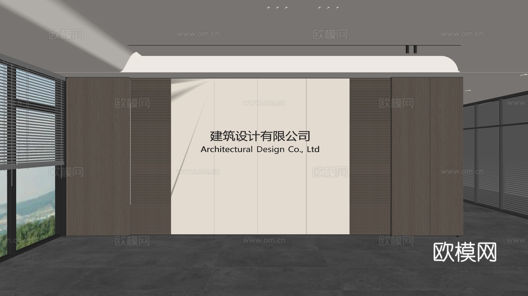 现代前台背景墙 简约背景墙 前台接待区背景墙 公司前台背景墙su模型