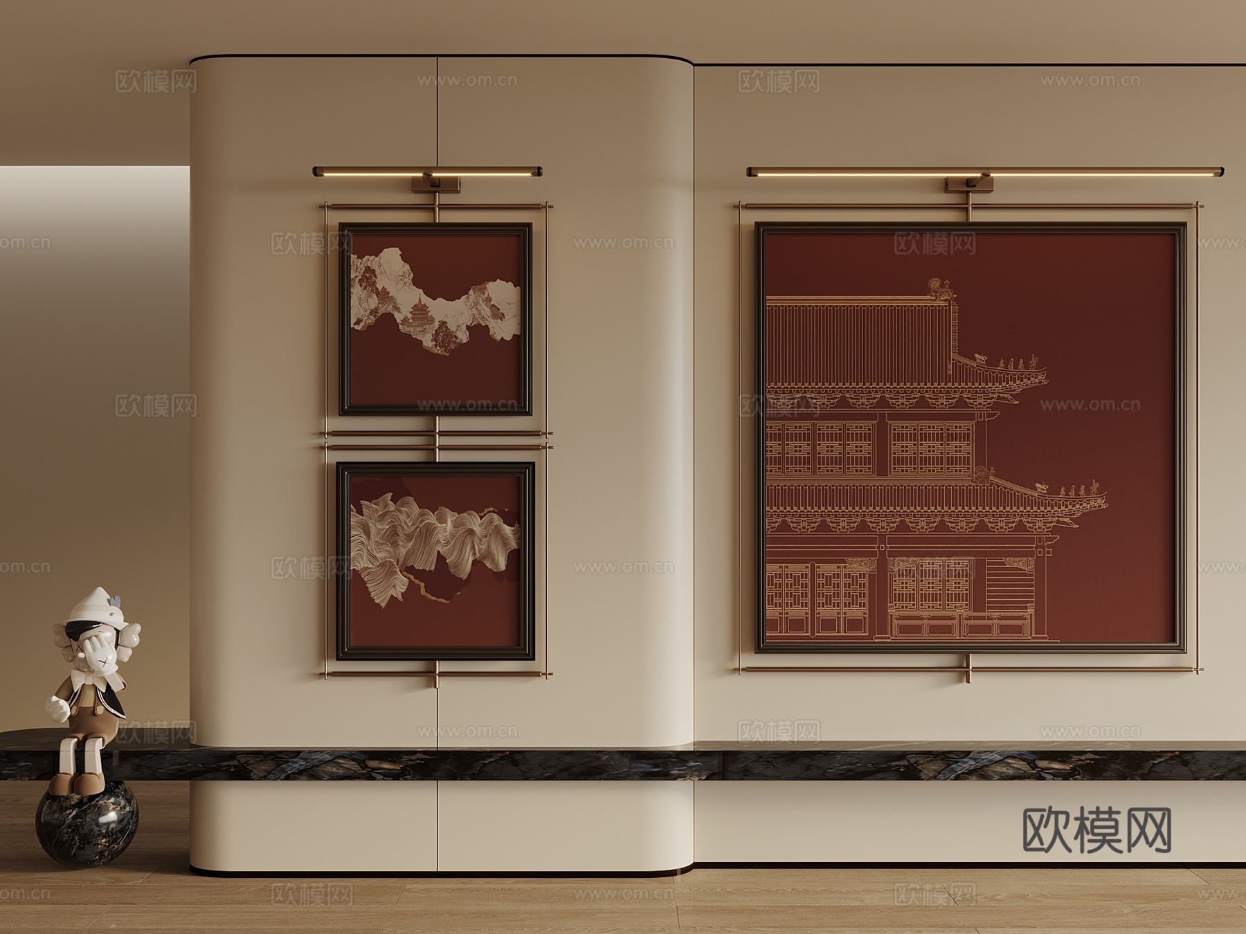 法式中古挂画 装饰画 挂画 画框 客厅挂画su模型
