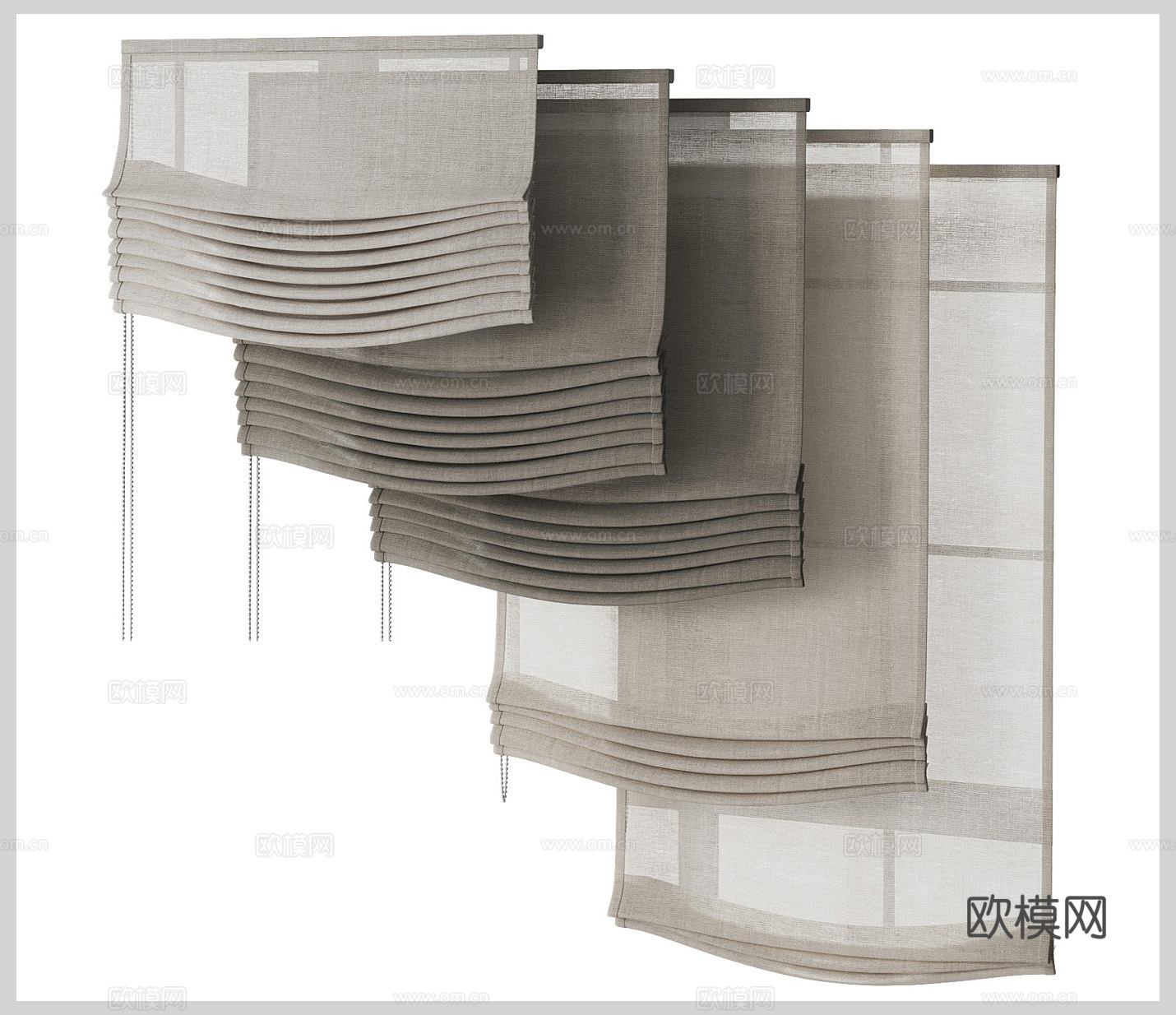 侘寂风窗帘 布帘 门帘 拉帘 浴帘 透光帘 窗帘组合3d模型