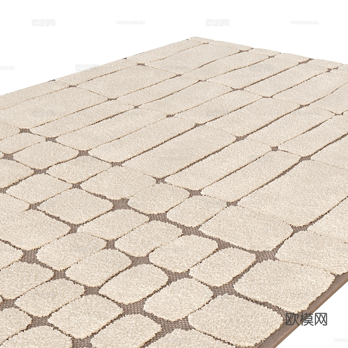新中式毛绒地毯su模型下载（渲染图1）